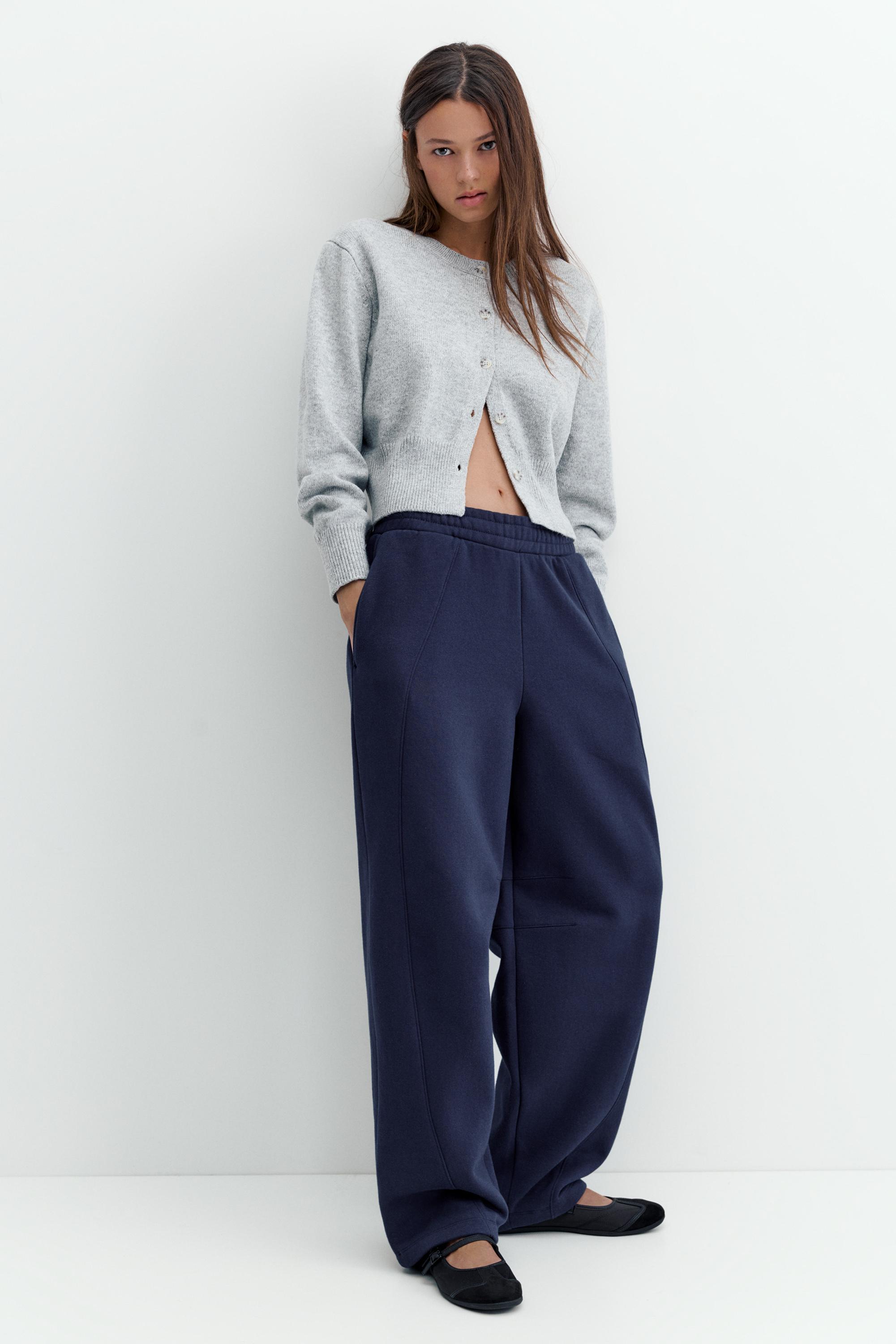Barrel fit tracksuit trousers — Navy