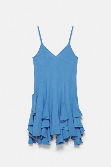 Short strappy flared dress — Blue 7
