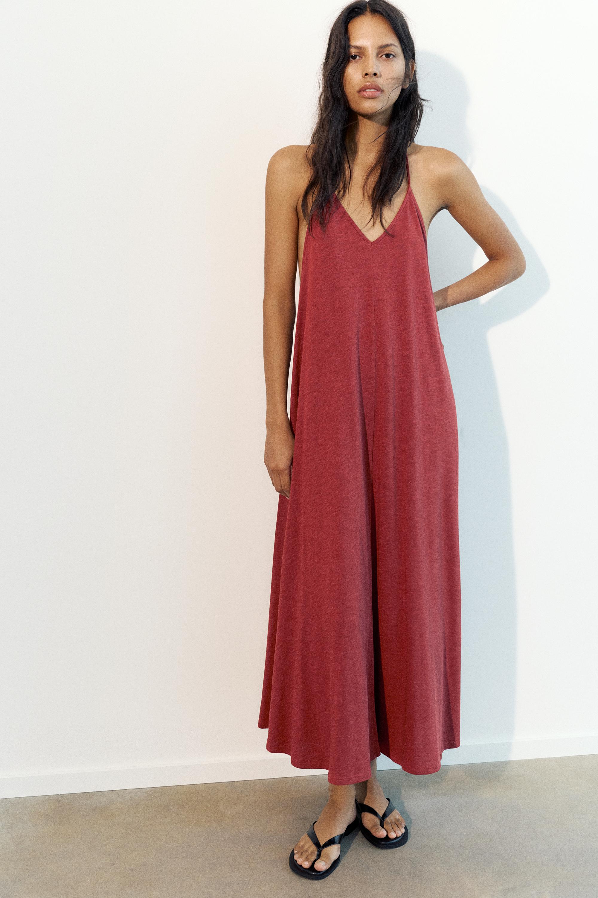 Strappy back midi dress — Russet