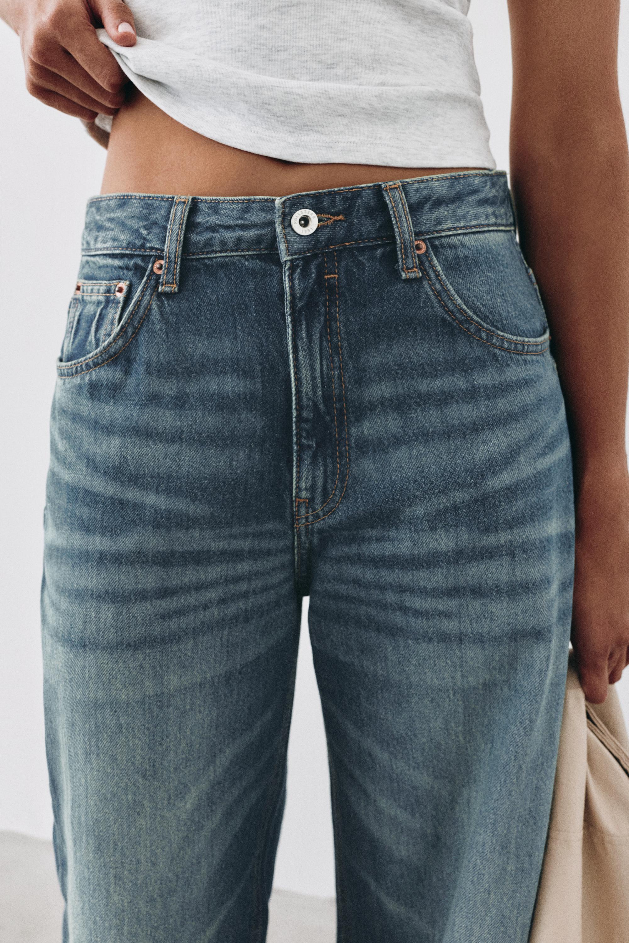Balloon fit baggy jeans with turn-up hems — Dark blue