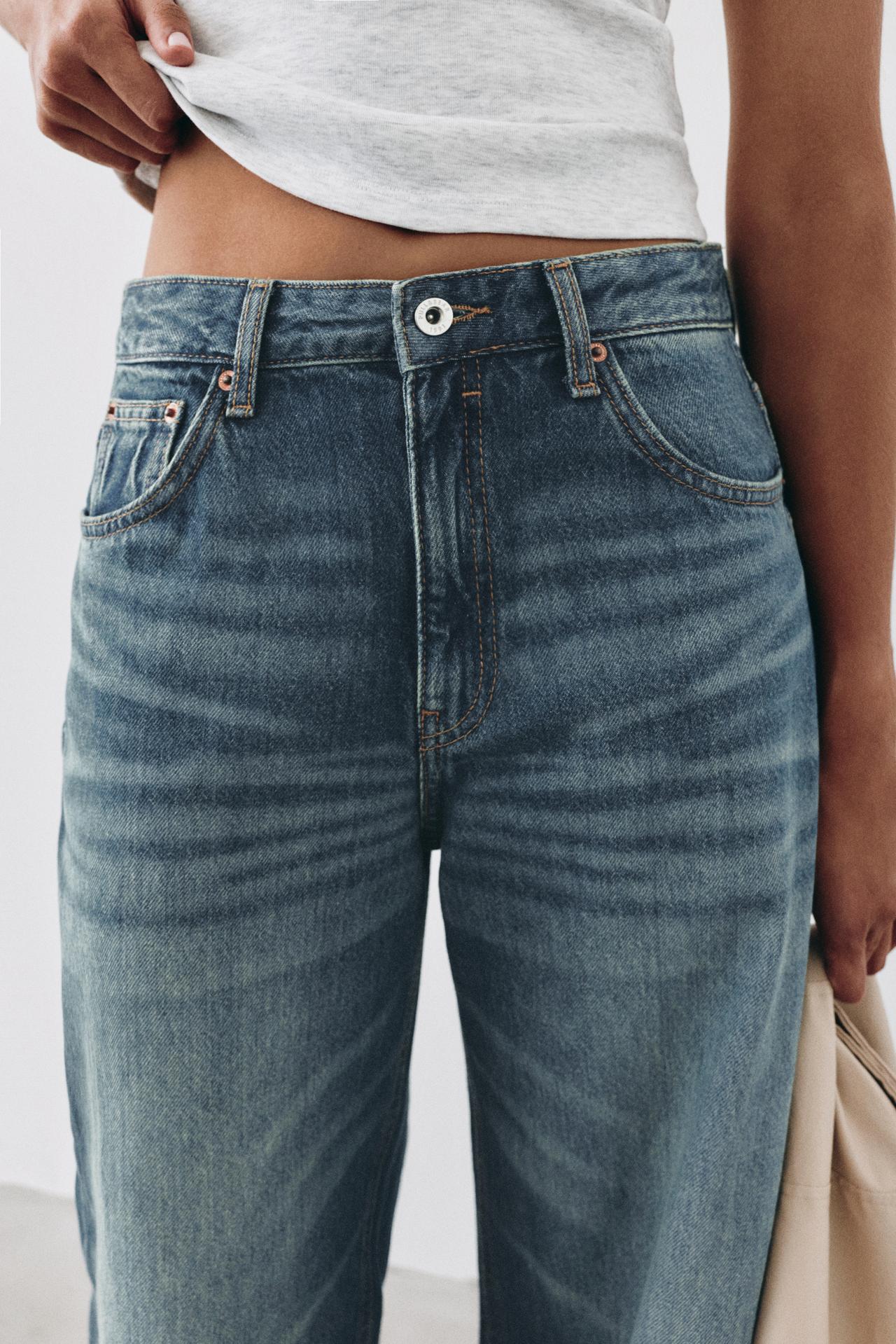Balloon fit baggy jeans with turn-up hems — Dark blue