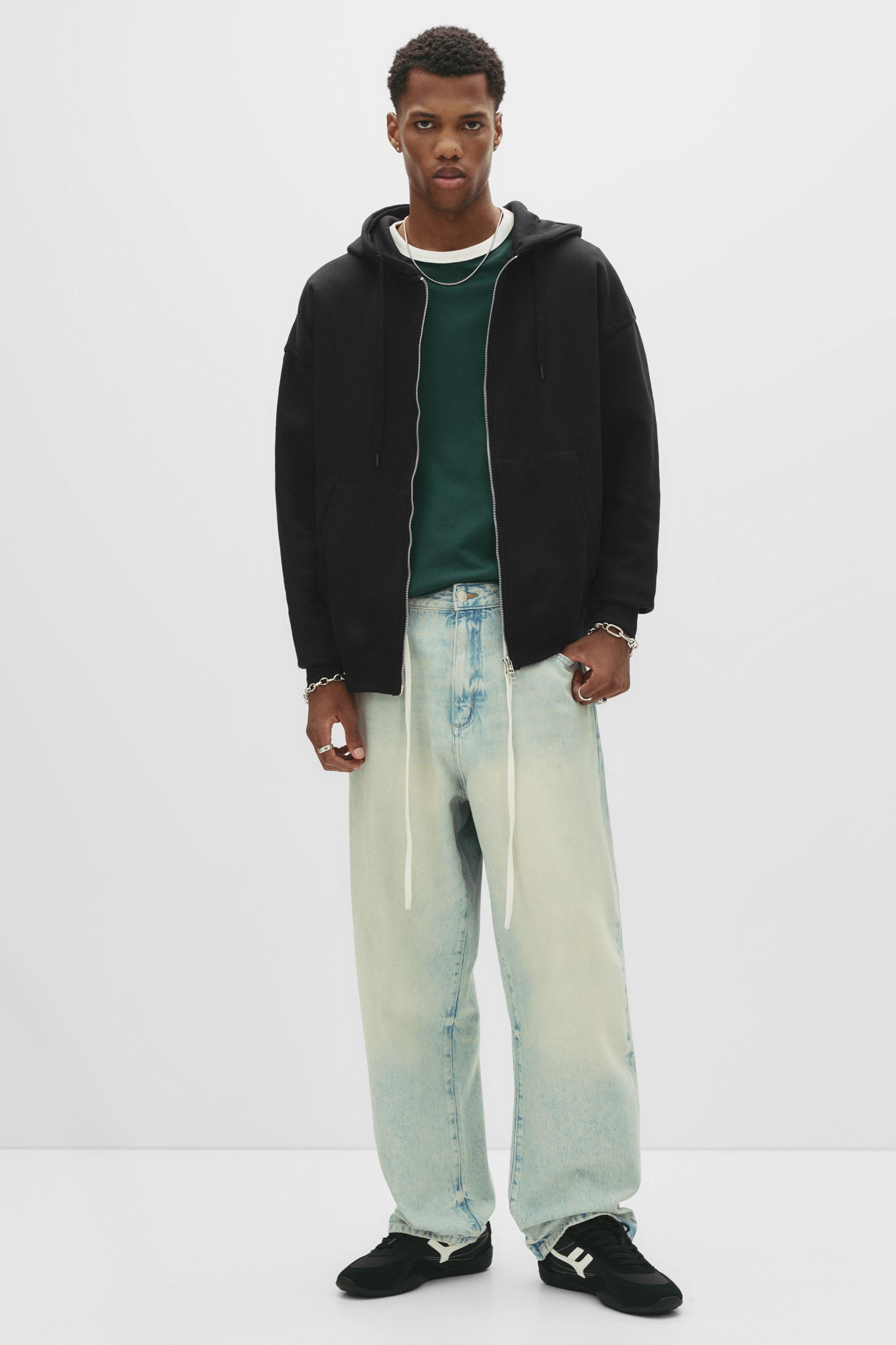 Basic kapüşonlu fermuarlı sweatshirt - Görsel 46