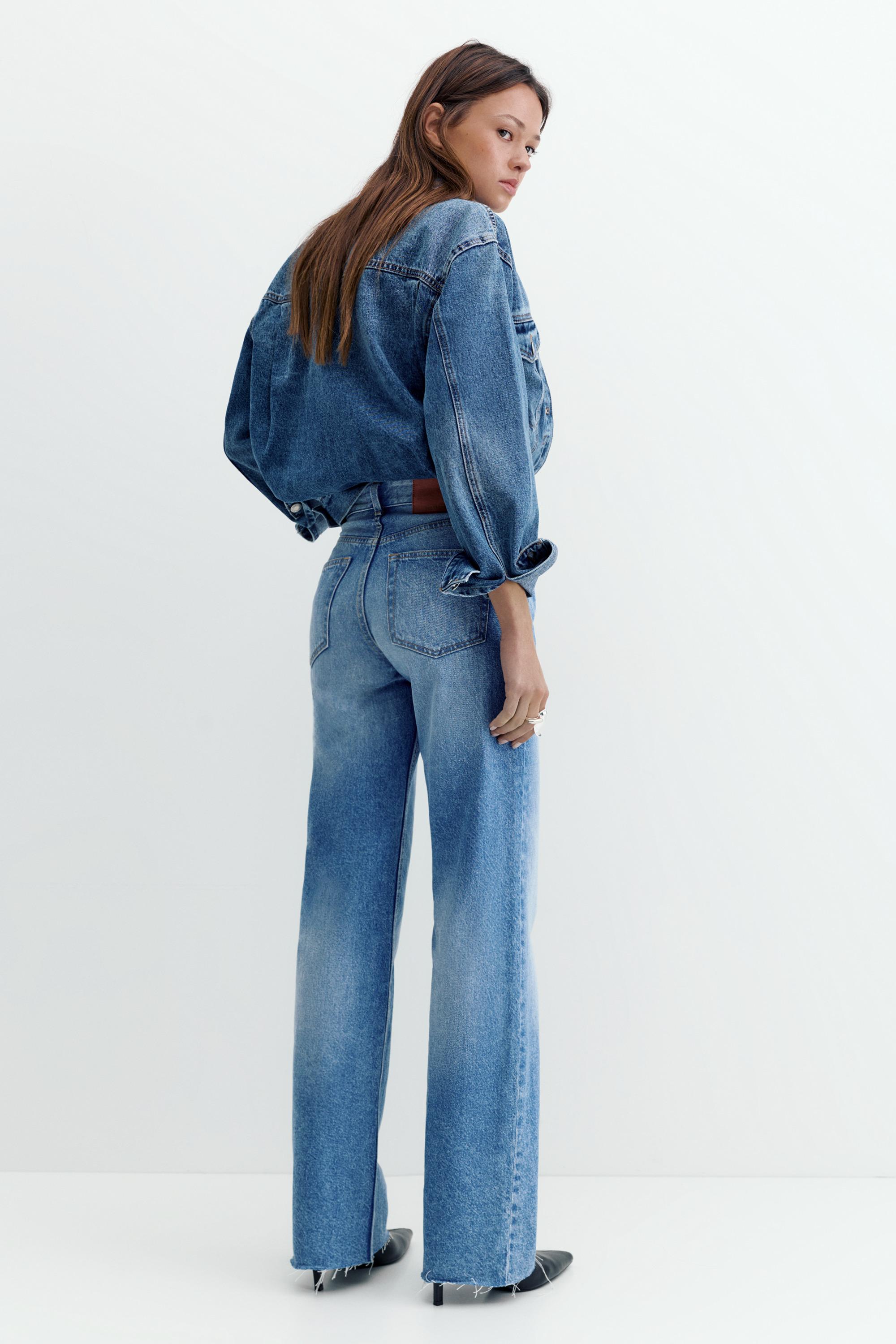 High-waist wide straight-leg jeans — Indigo
