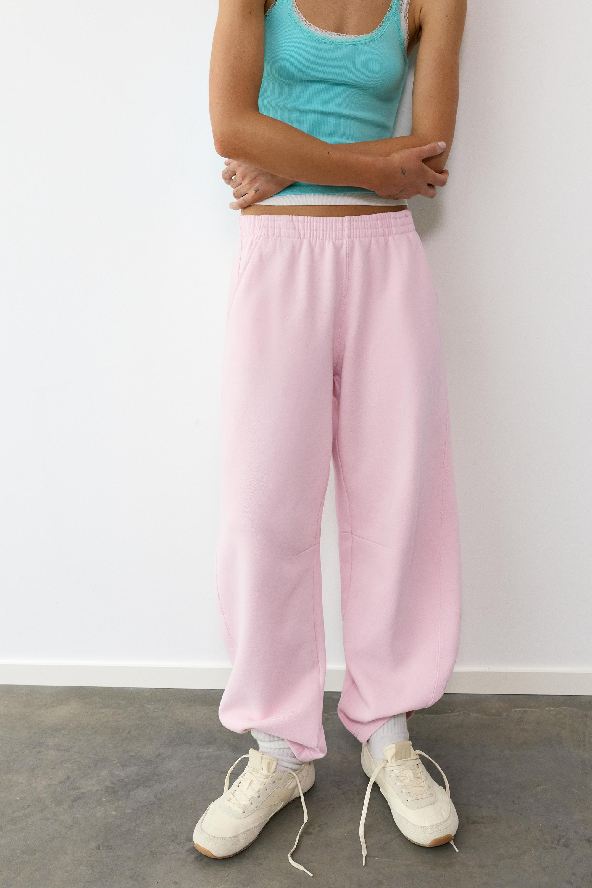 Barrel-leg joggers — Pastel pink