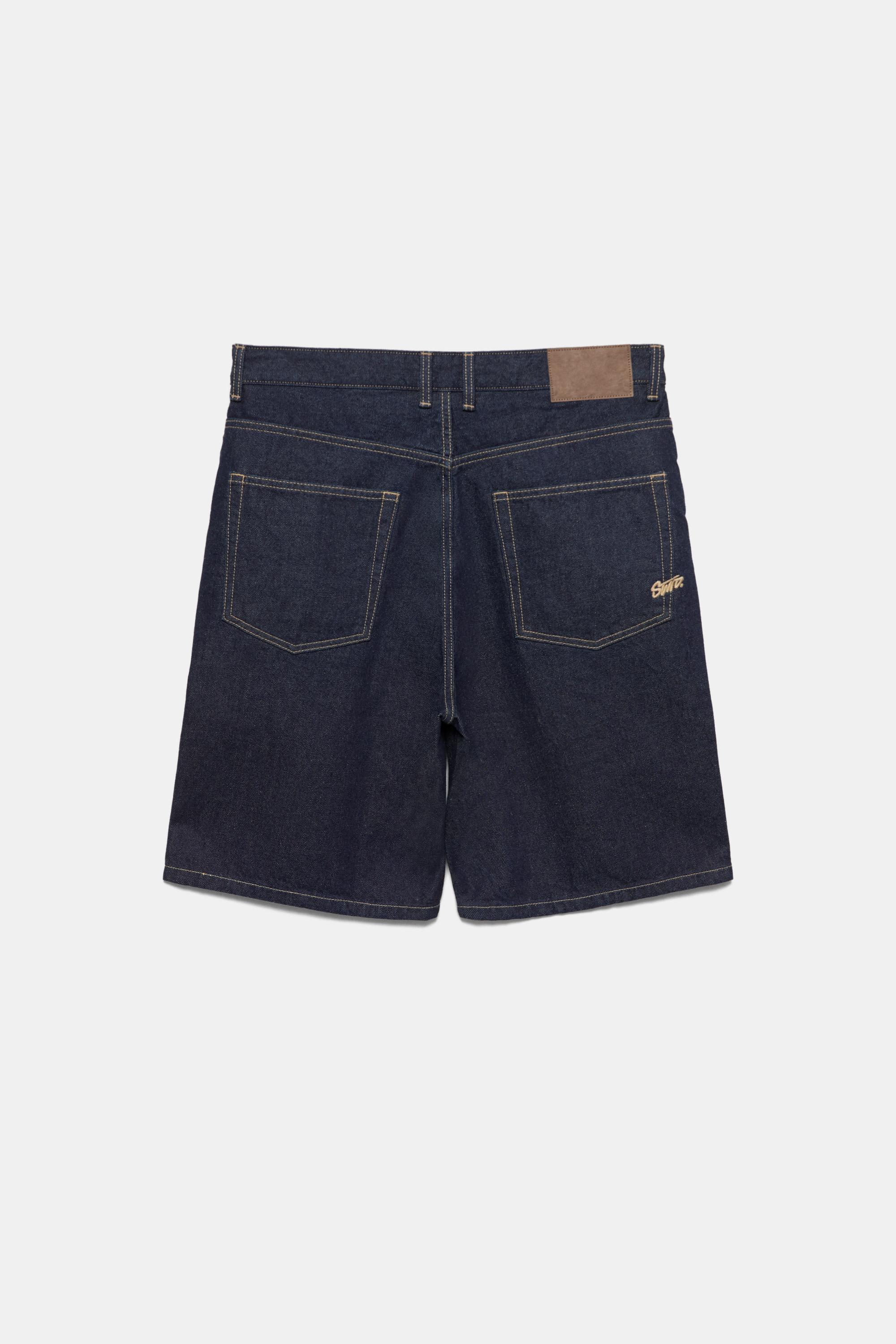 Baggy denim Bermuda shorts — Navy