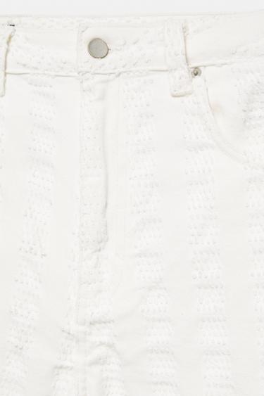Jacquard denim Bermuda shorts — Ecru 8