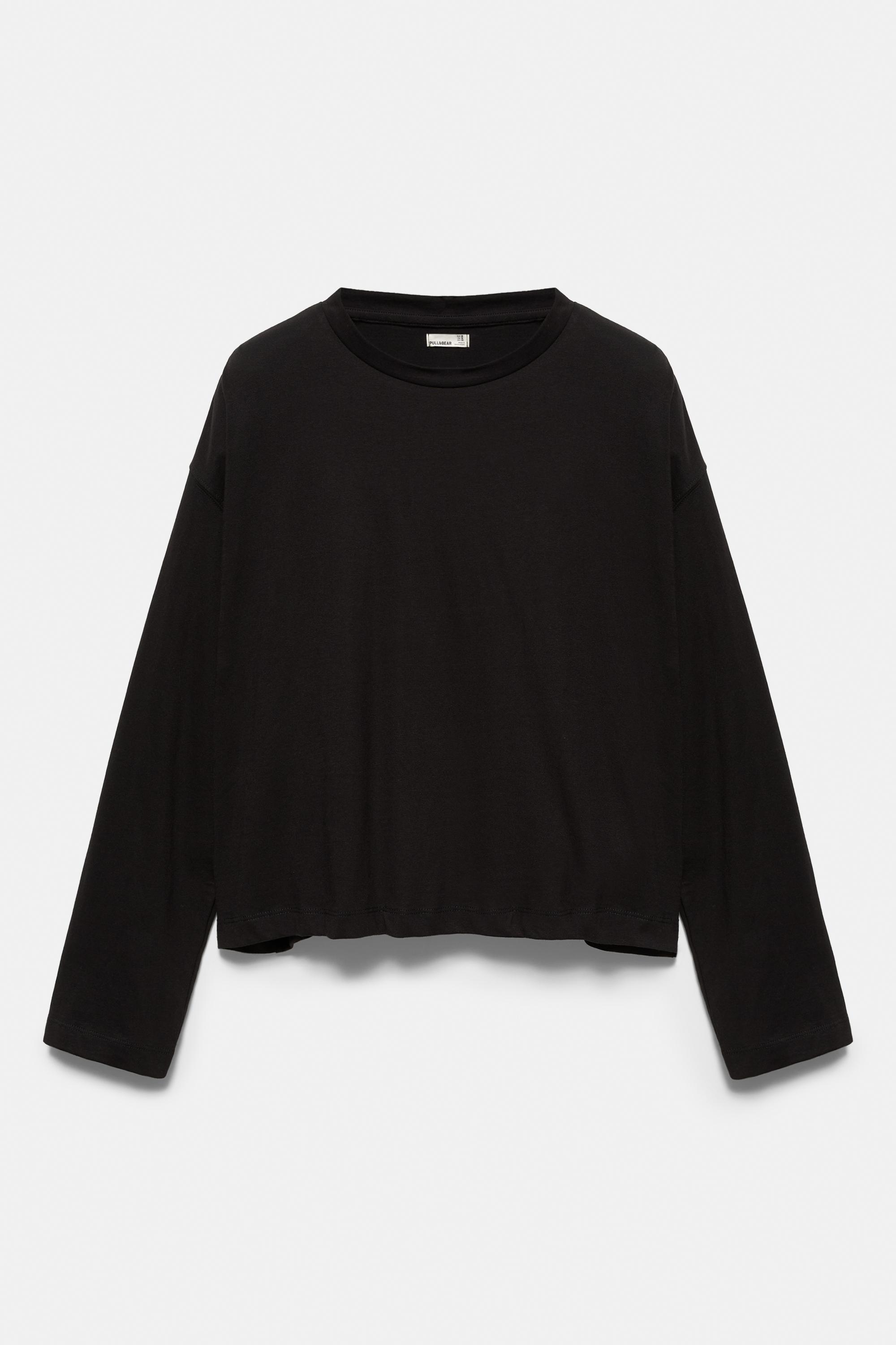 Boxy-fit long sleeve T-shirt — Black