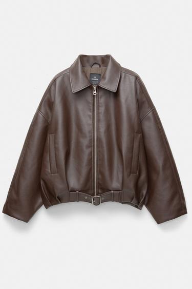 Leather effect balloon jacket — Chocolate 4