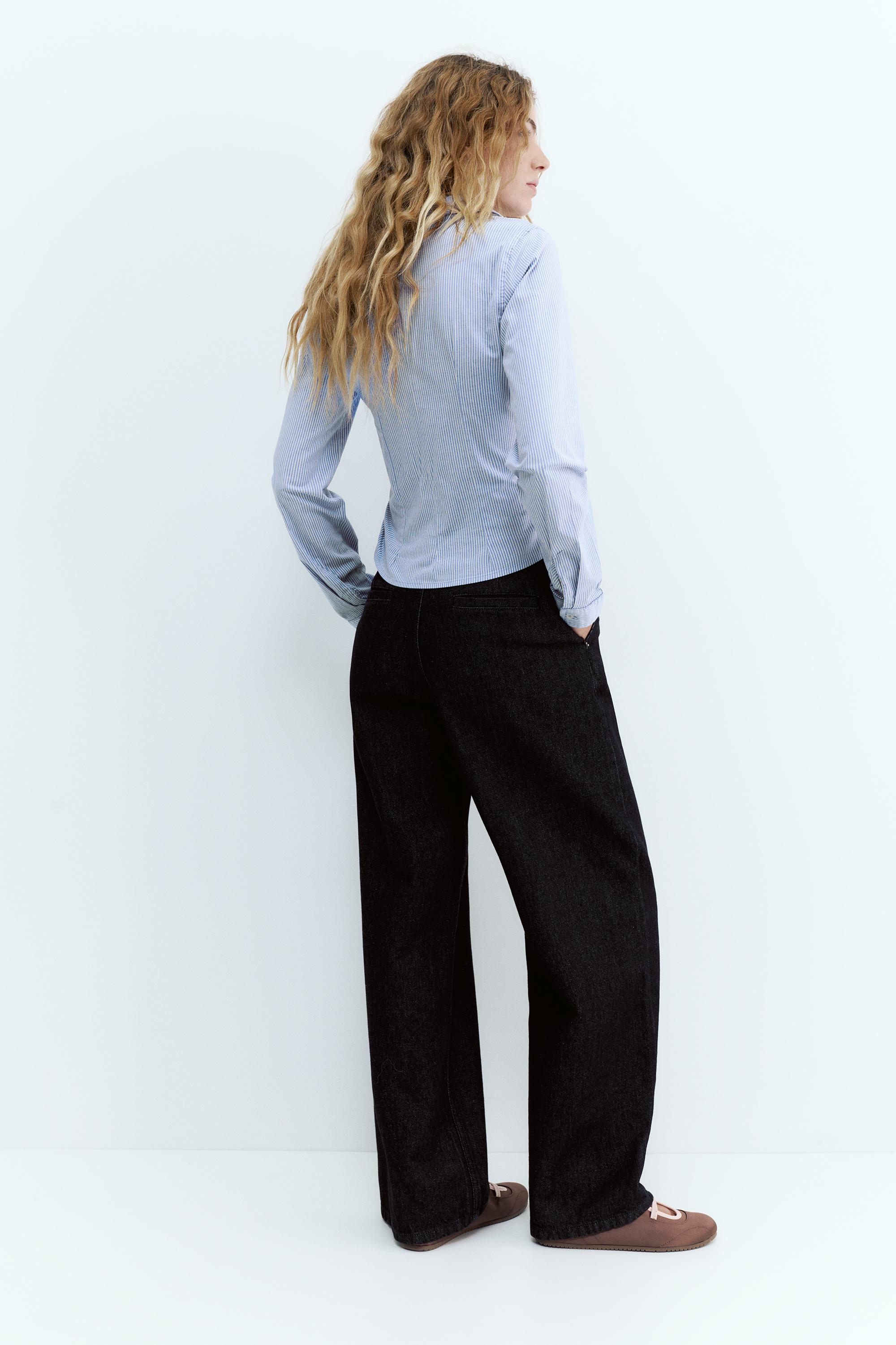 Poplin yırtmaçlı dar kesim gömlek - Görsel 126