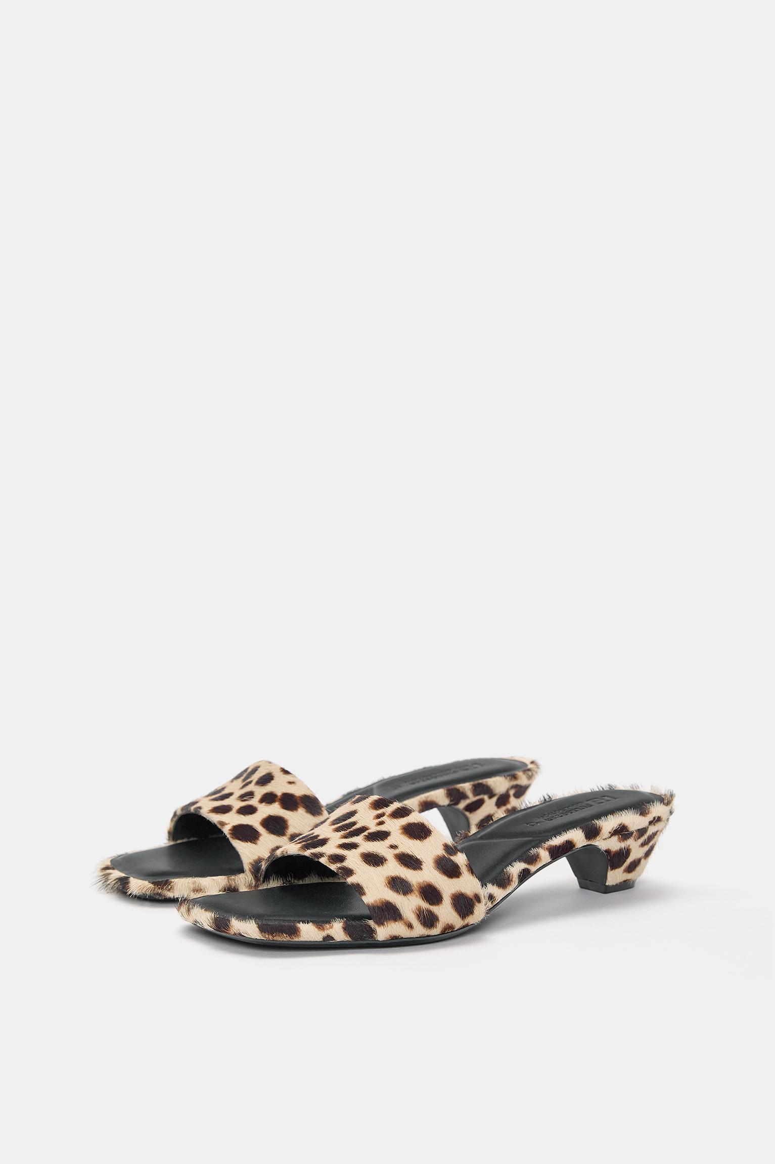 Leopar desenli topuklu deri sandalet - Görsel 22