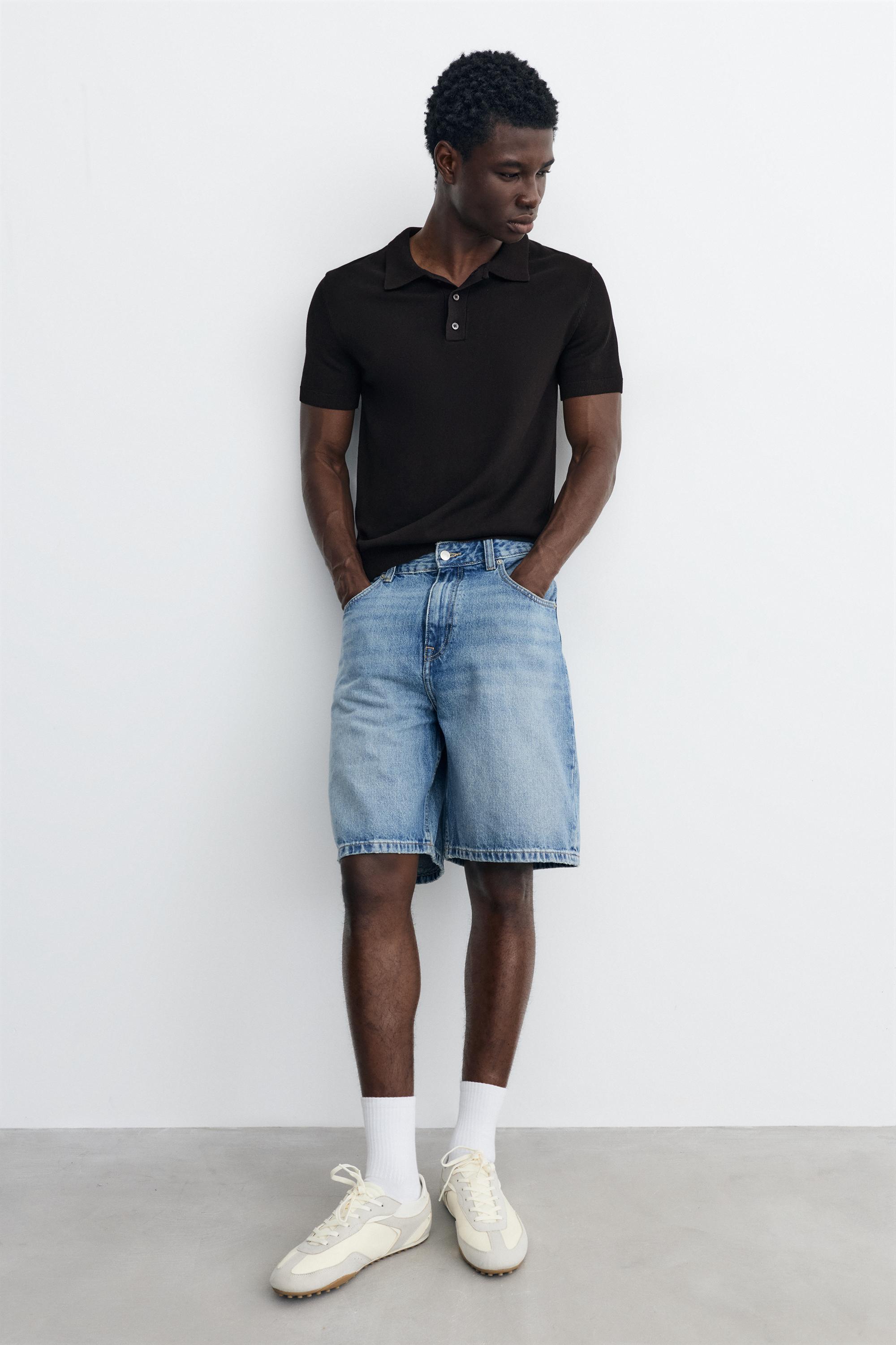 Short sleeve knit polo shirt — Black