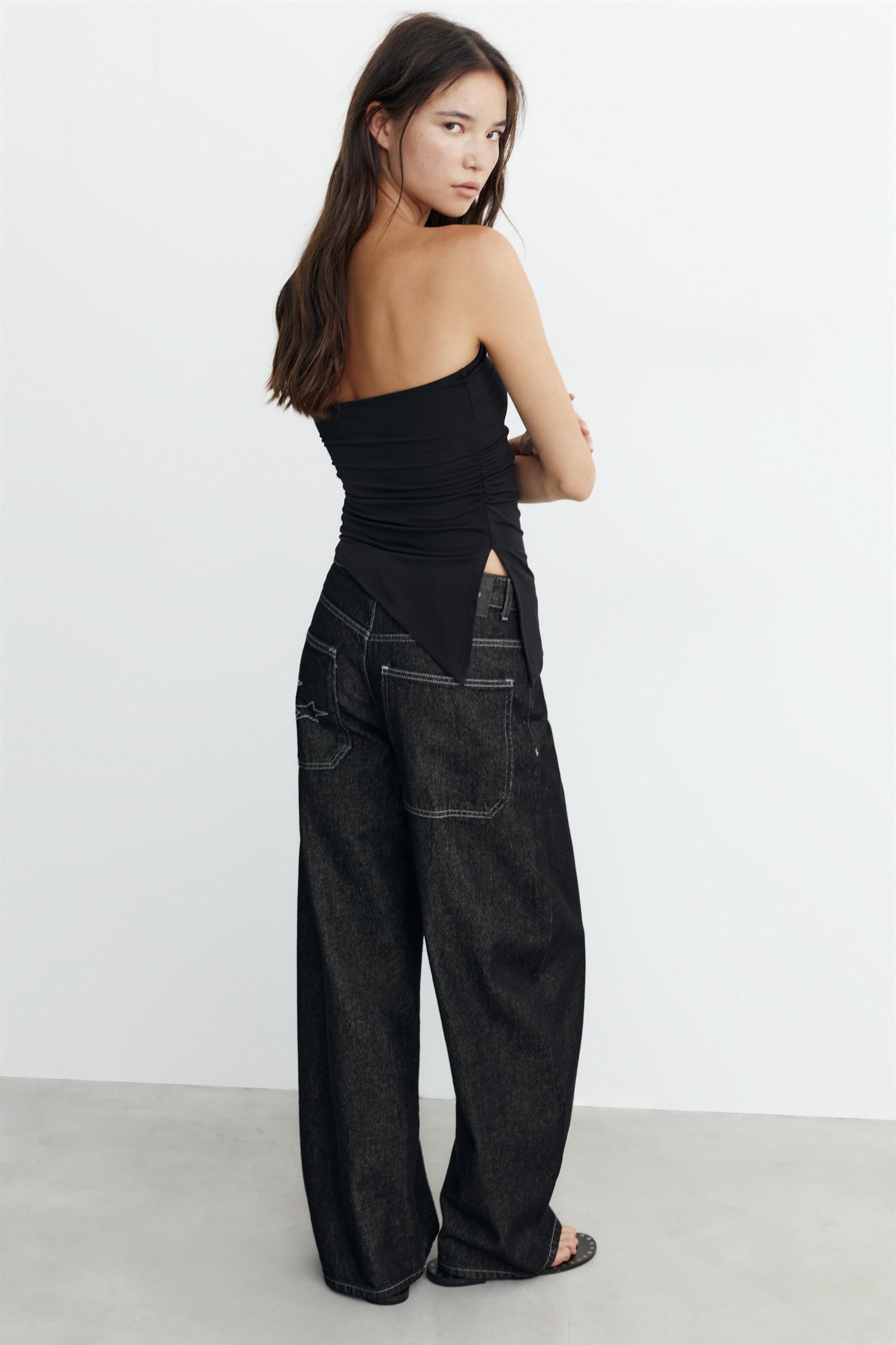 Asymmetric bandeau top — Black