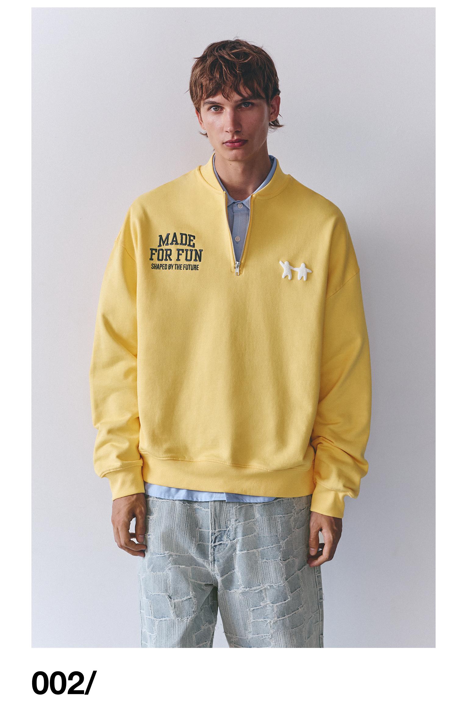Graphic quarter-zip sweatshirt — Yellow