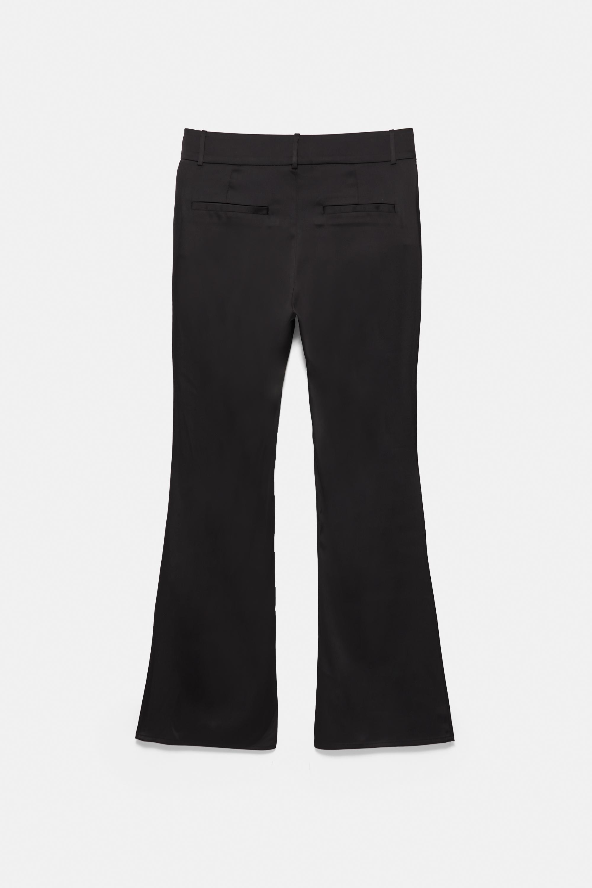 Satin flared trousers — Black