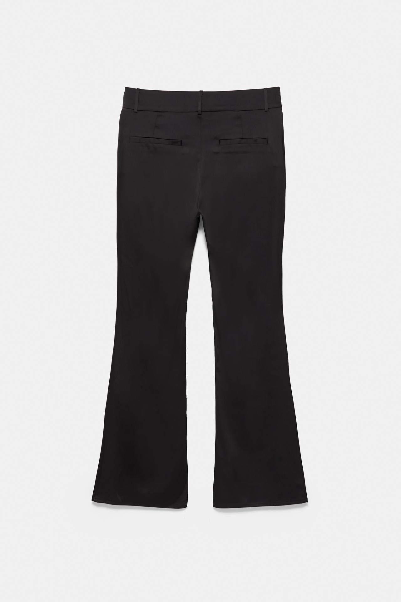 Satin flared trousers — Black