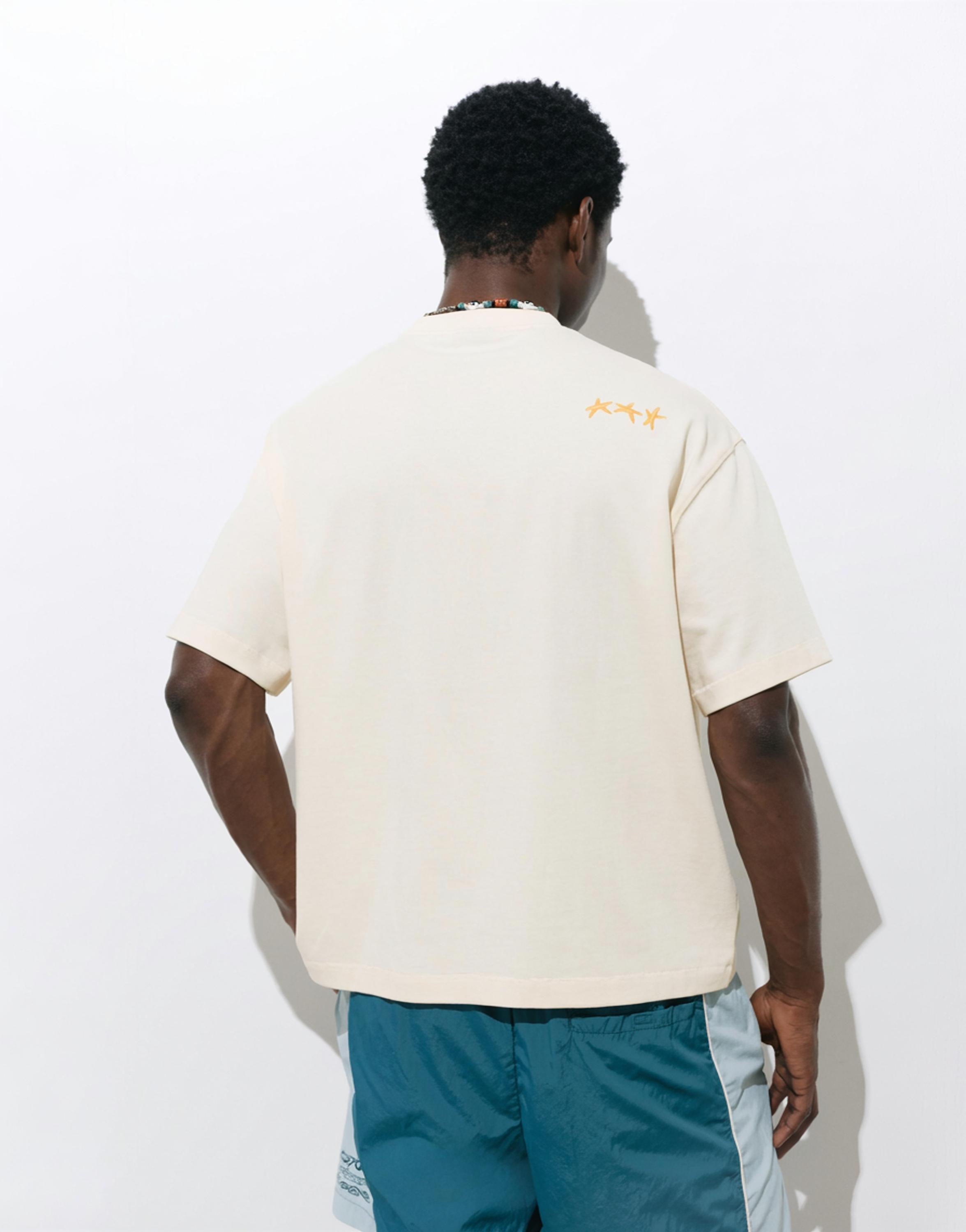 Embroidered star T-shirt — Beige