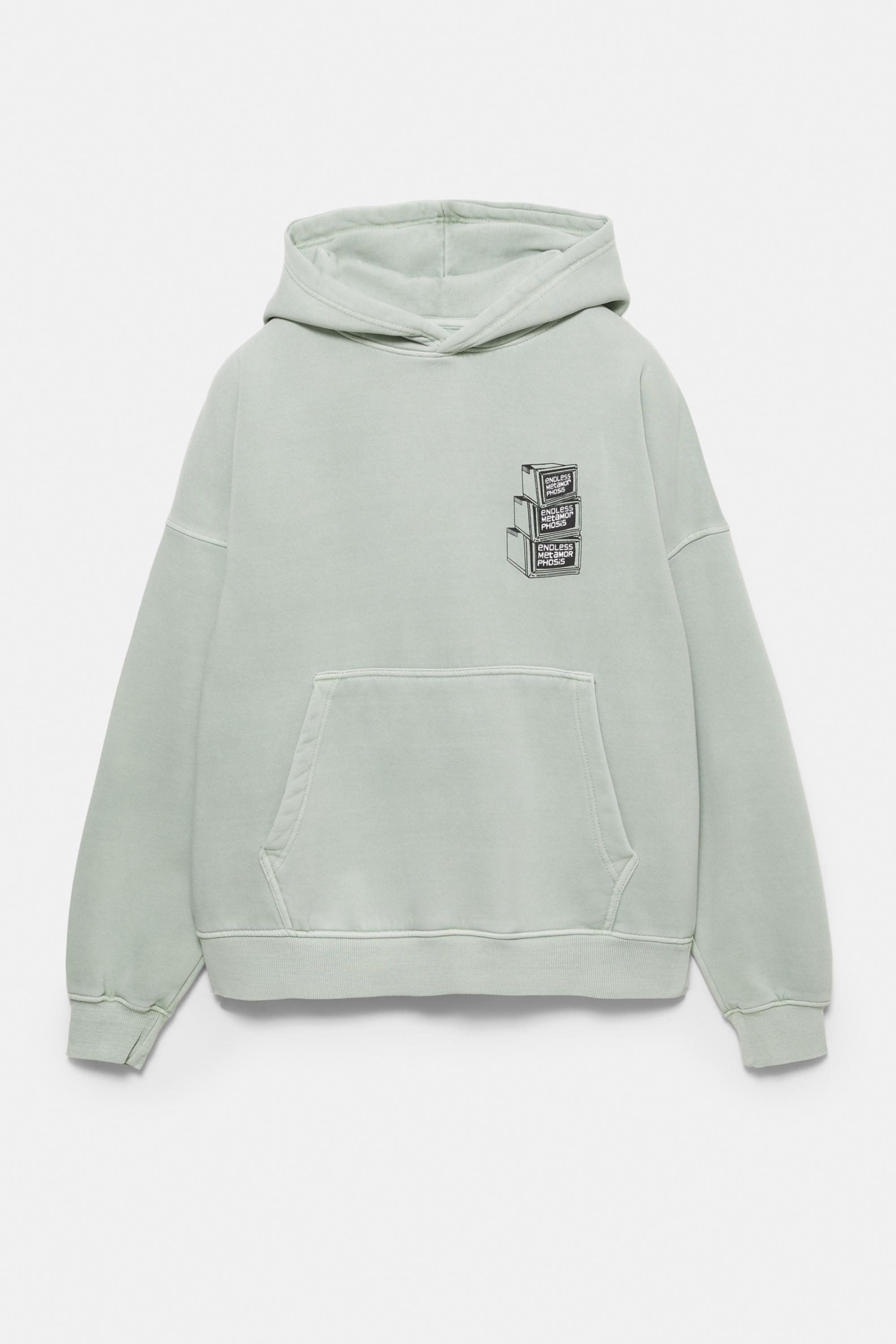 Oversize kapüşonlu grafik baskılı sweatshirt - Görsel 17