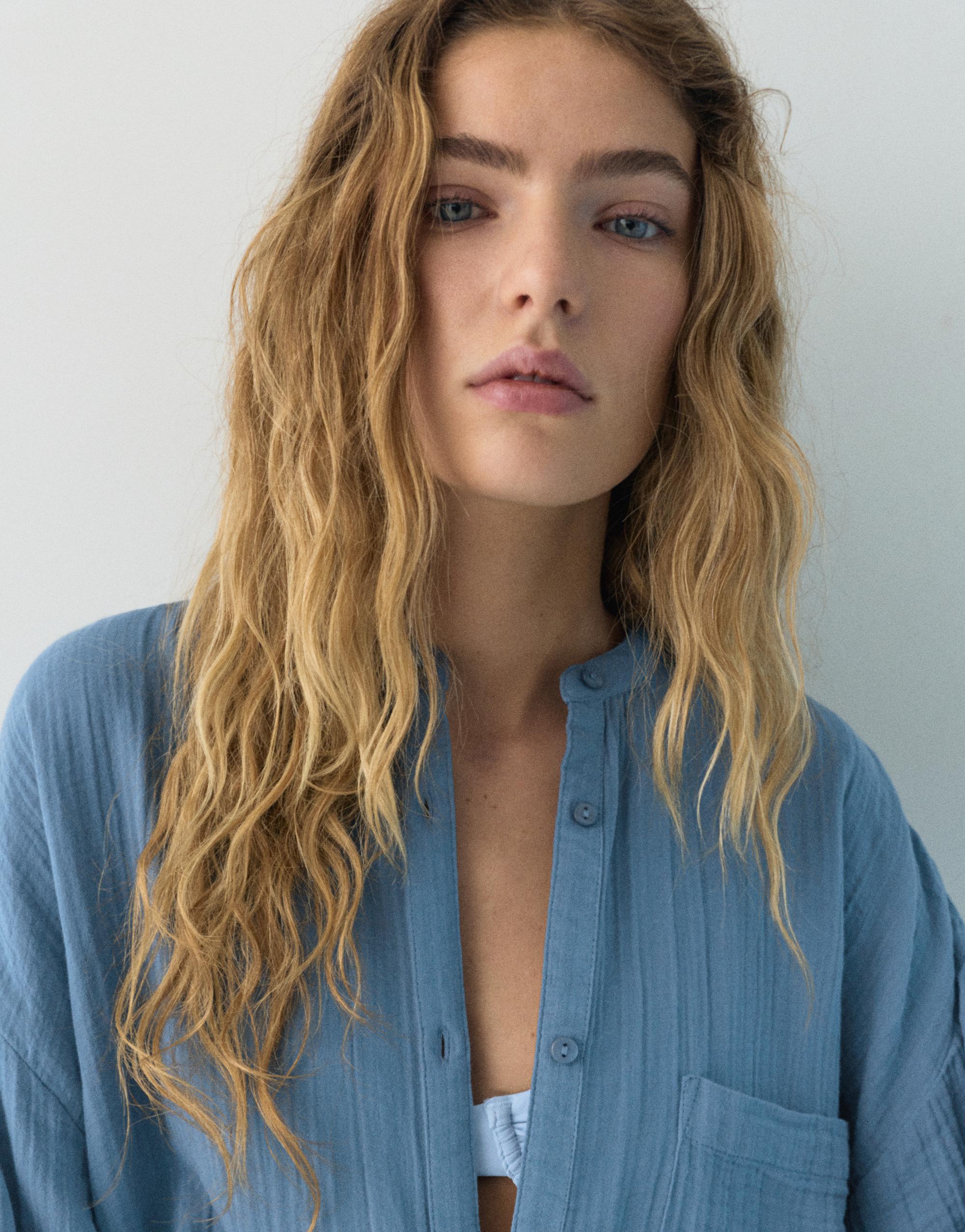 Hakim yaka Şile bezi gömlek - Görsel 29