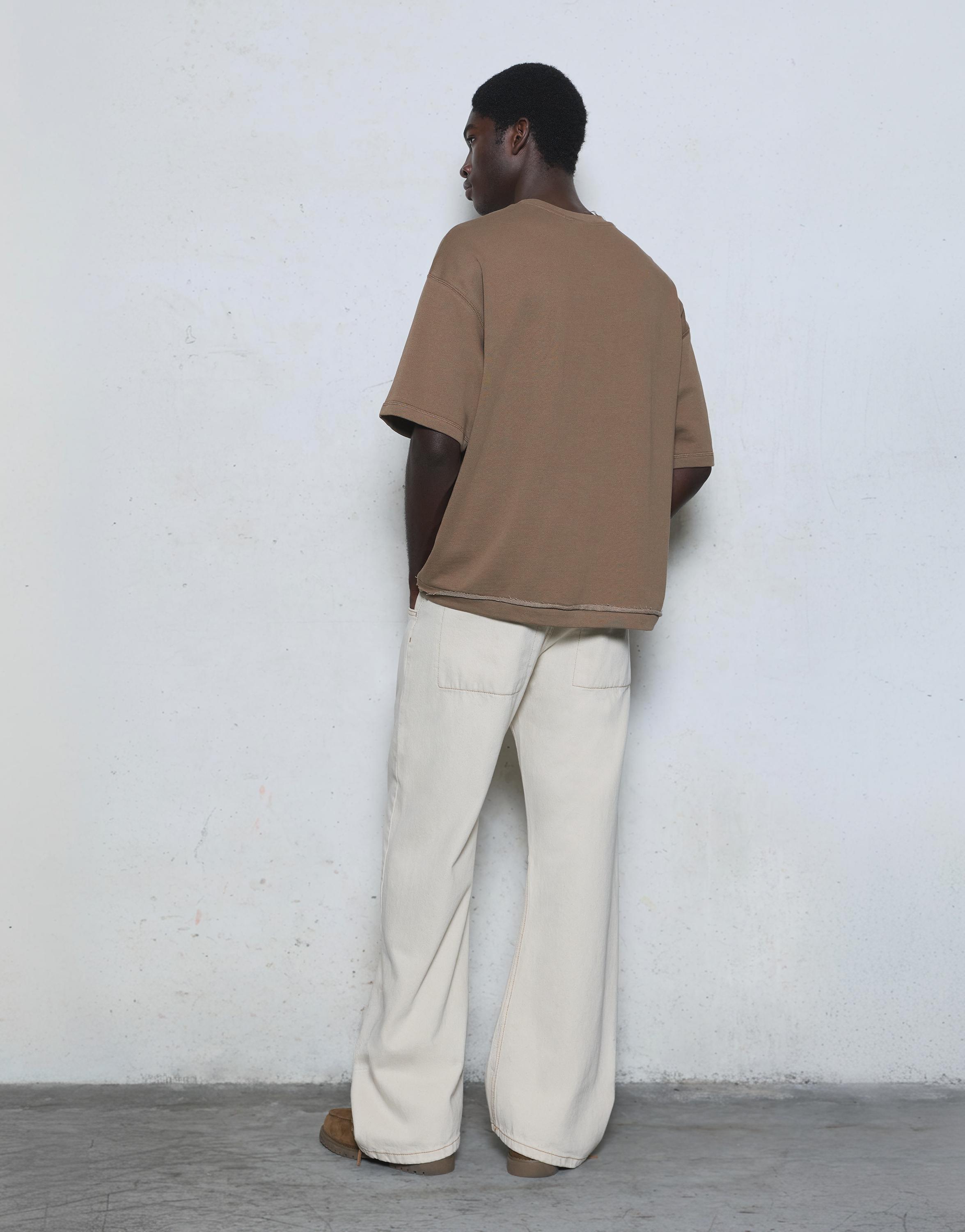 Short sleeve relaxed fit sweatshirt — Mole brown