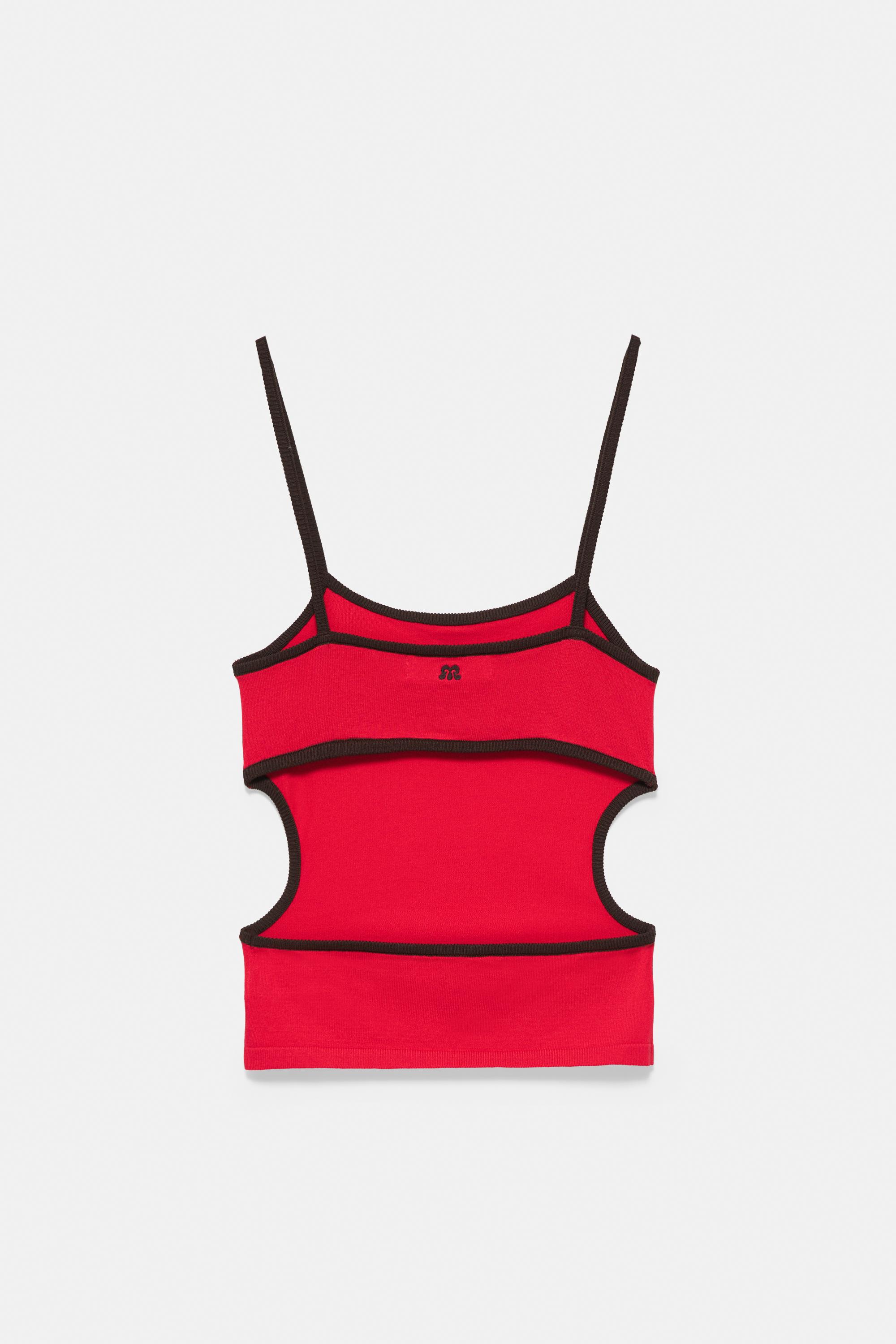 Red strappy cut-out top — Red