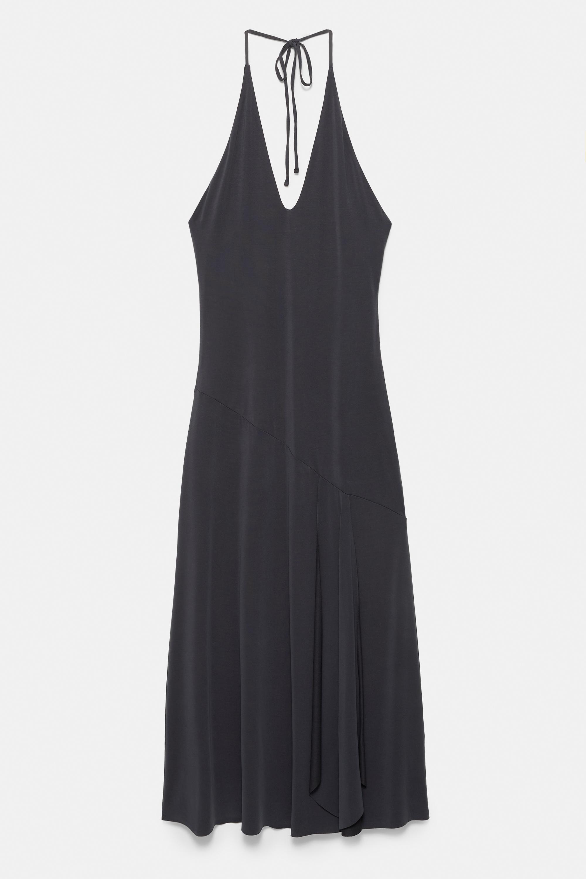 Cupro uzun halter elbise - Görsel 13