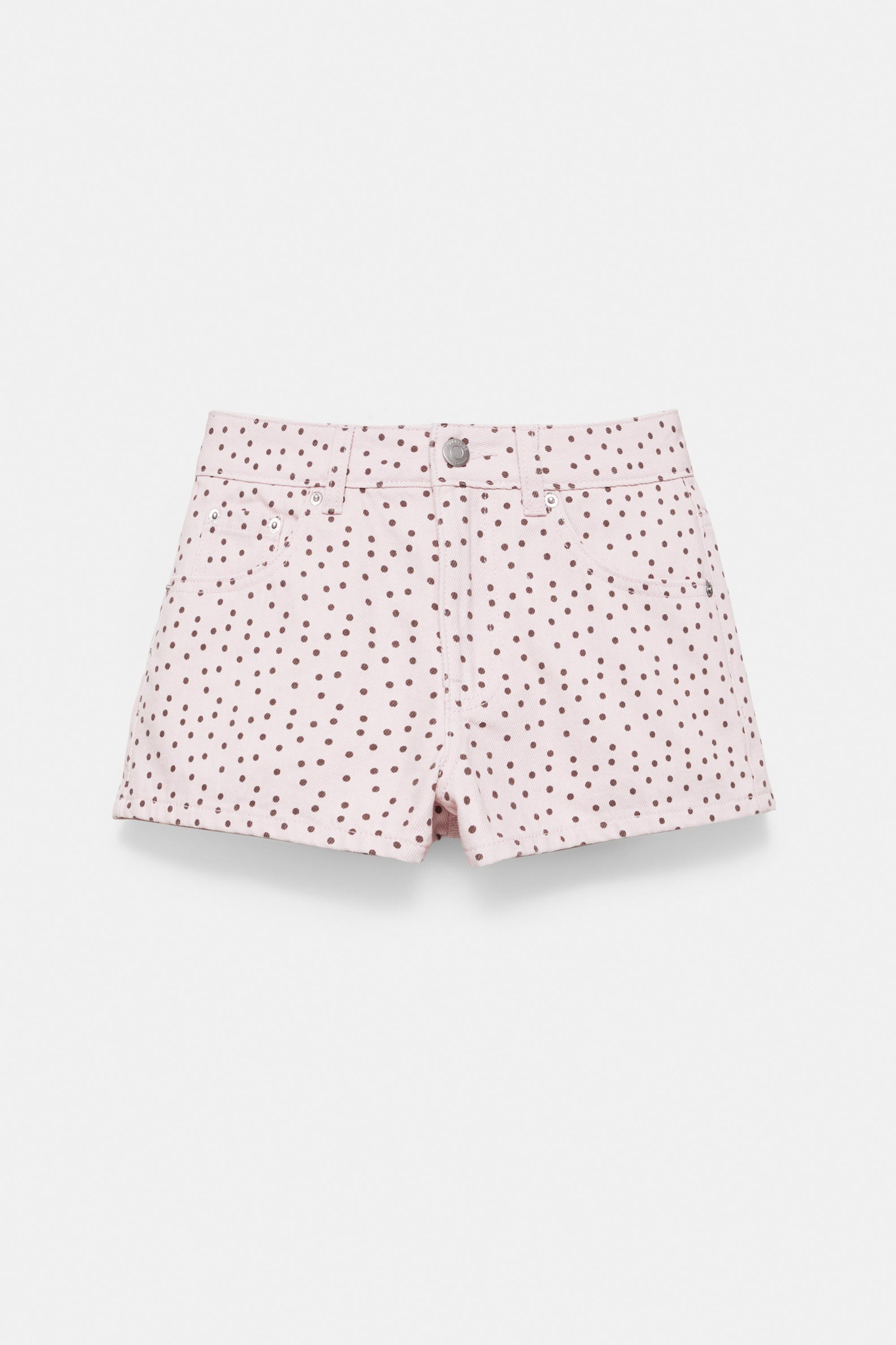 Mini polka dot shorts — Pale pink