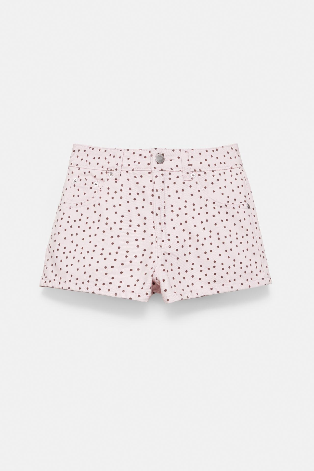 Mini polka dot shorts — Pale pink