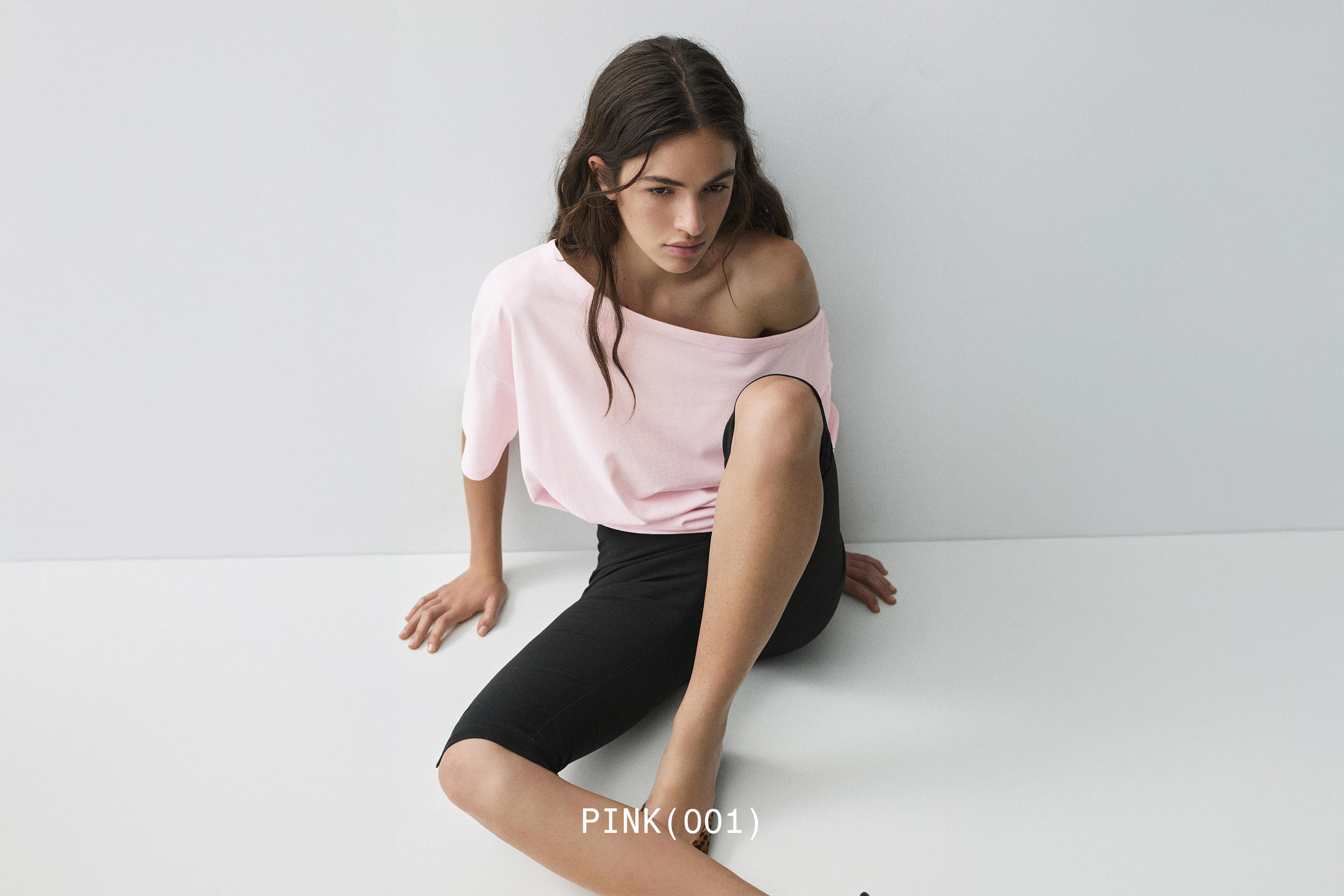 Asymmetric short sleeve T-shirt — Pink