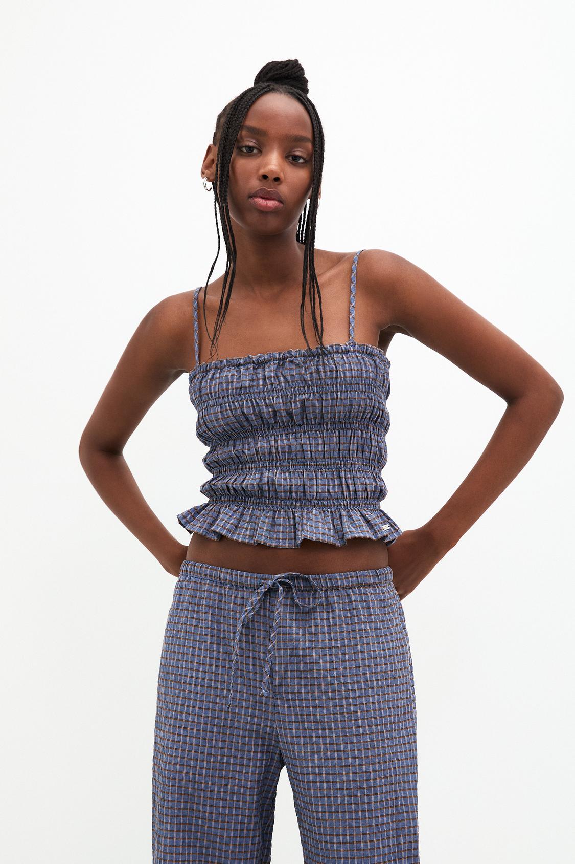 Checked top with gathering - PULL&BEAR
