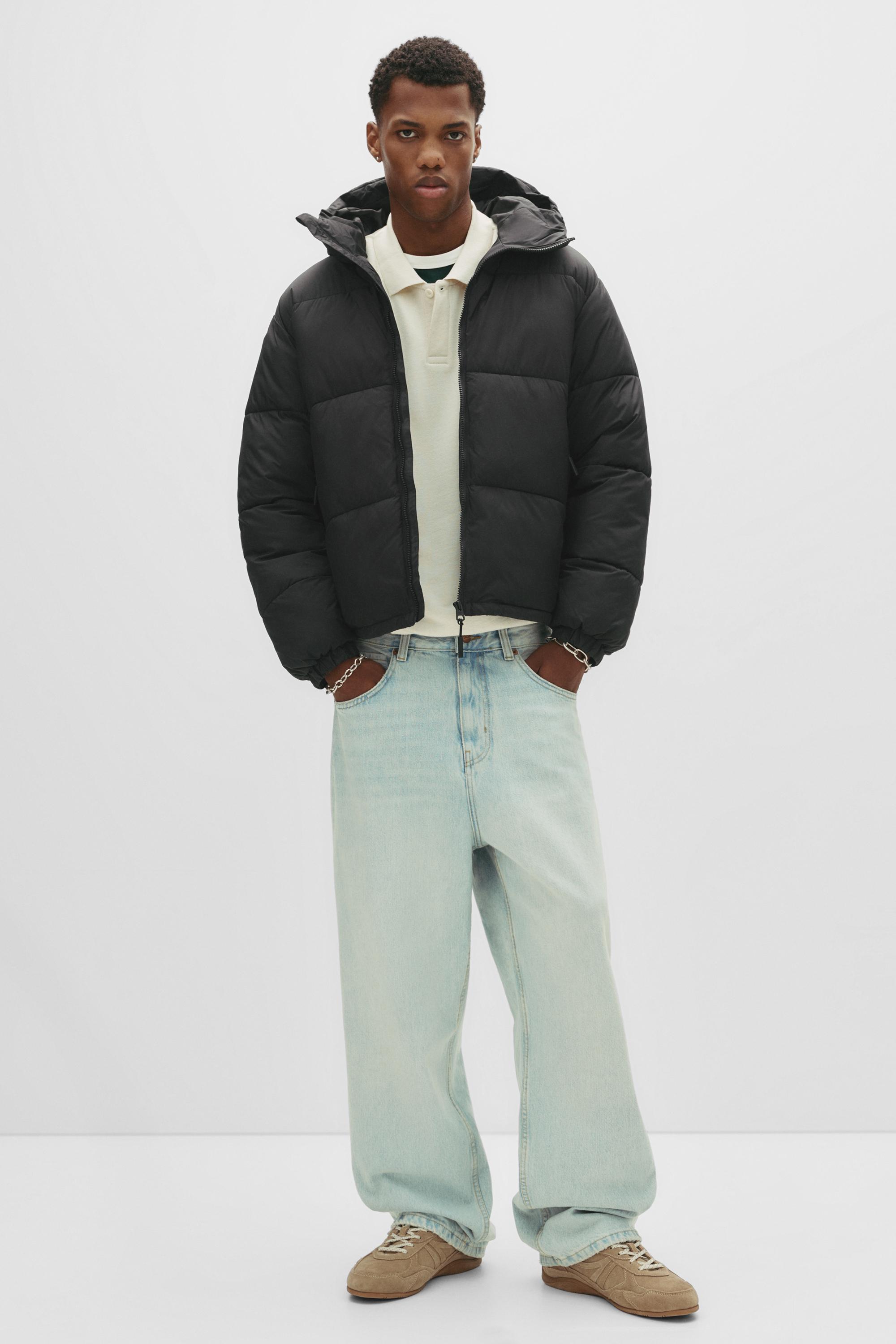 Padded jacket with hood — Black