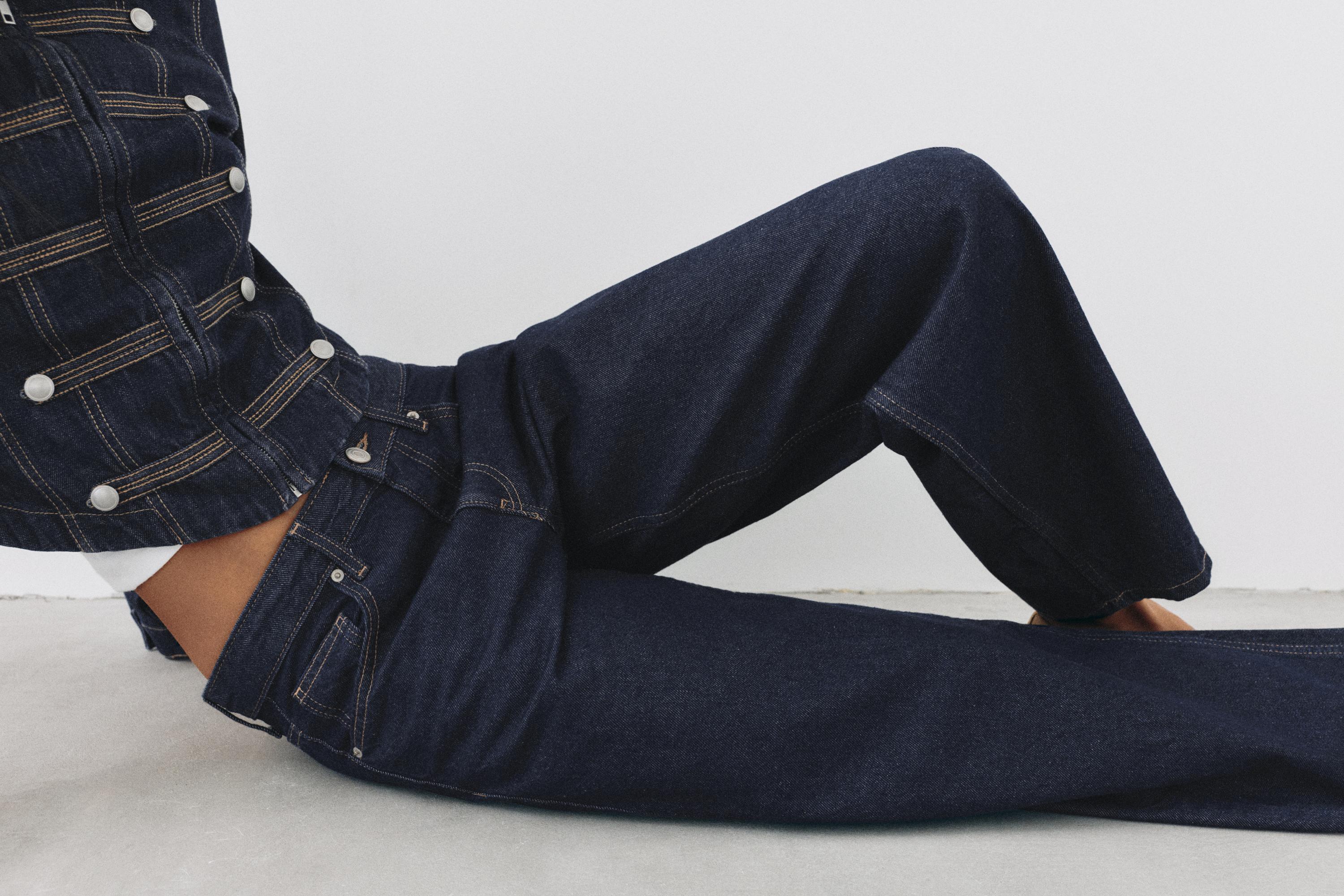 Low-rise barrel jeans — Navy