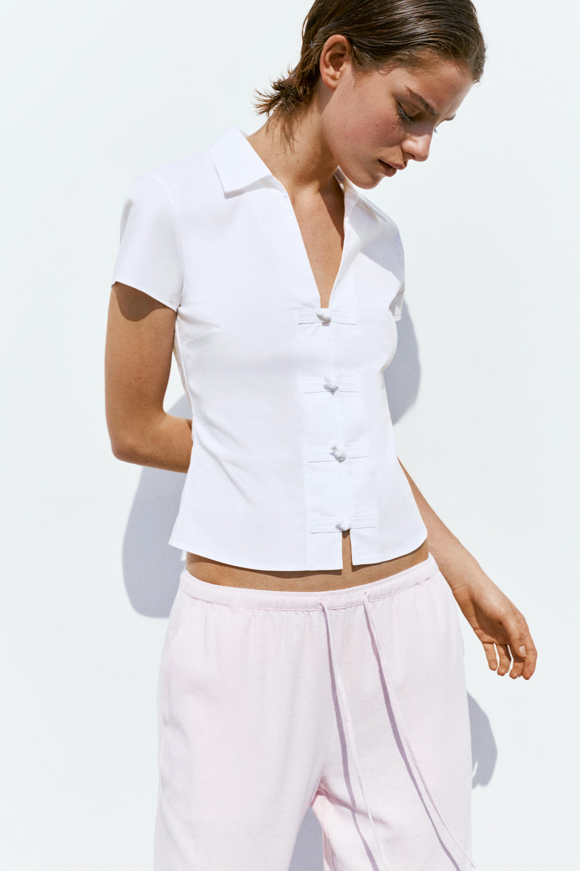 Flowy trousers with linen — Pastel pink