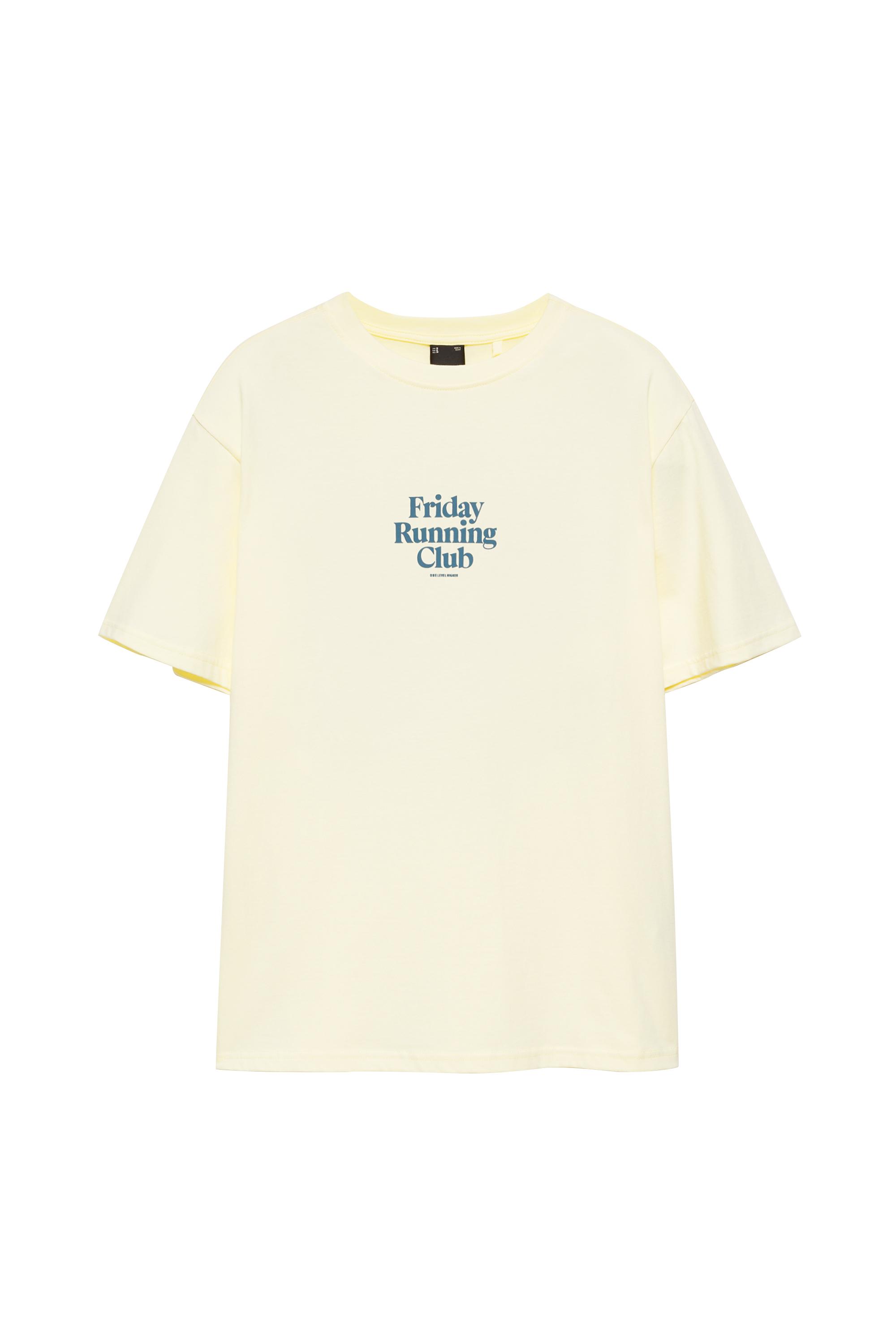 Pull&Bear Friday Running Club baskılı tişört görsel 3