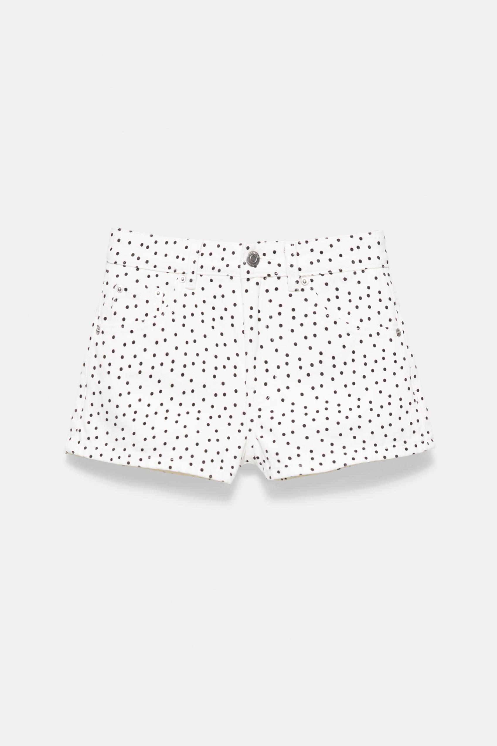 Mini polka dot shorts — White