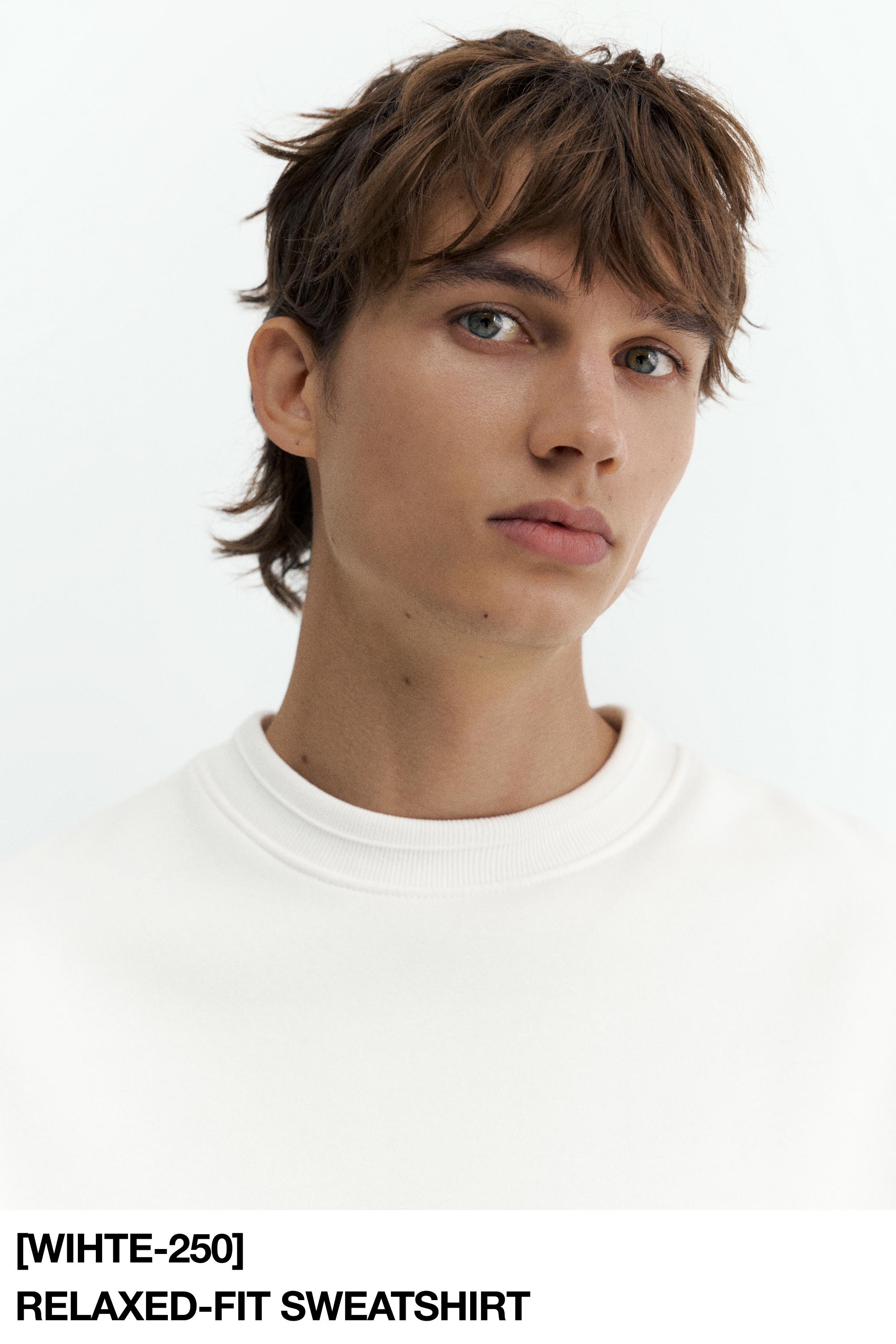 Relaxed fit round neck sweatshirt — Off white