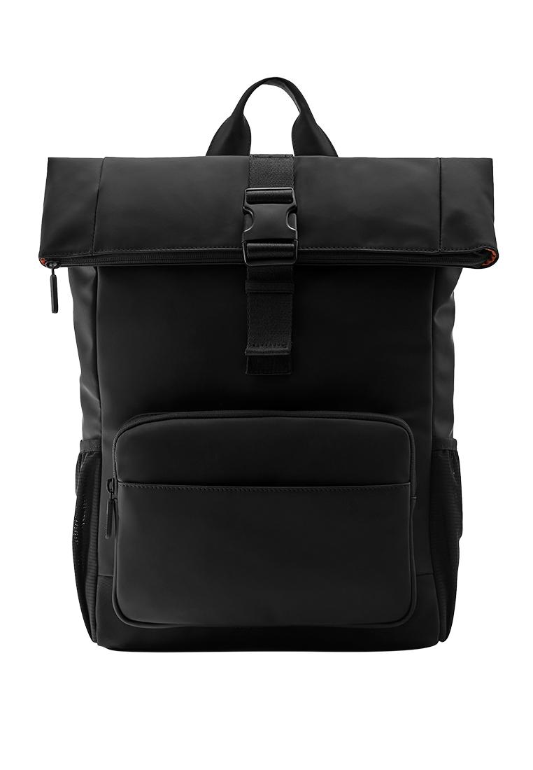 Rubberised flap backpack — Black