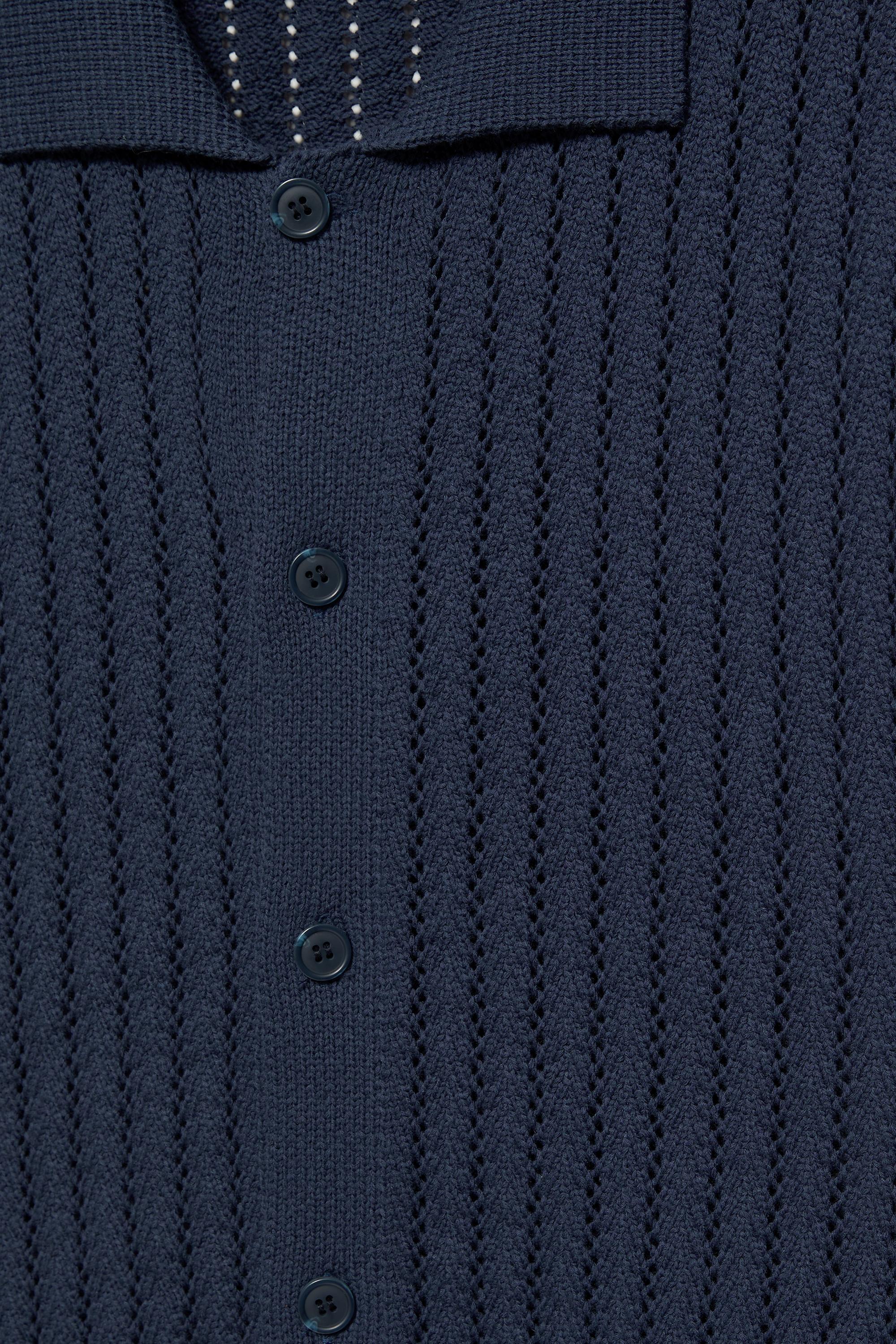 Cutwork knit shirt — Dark blue
