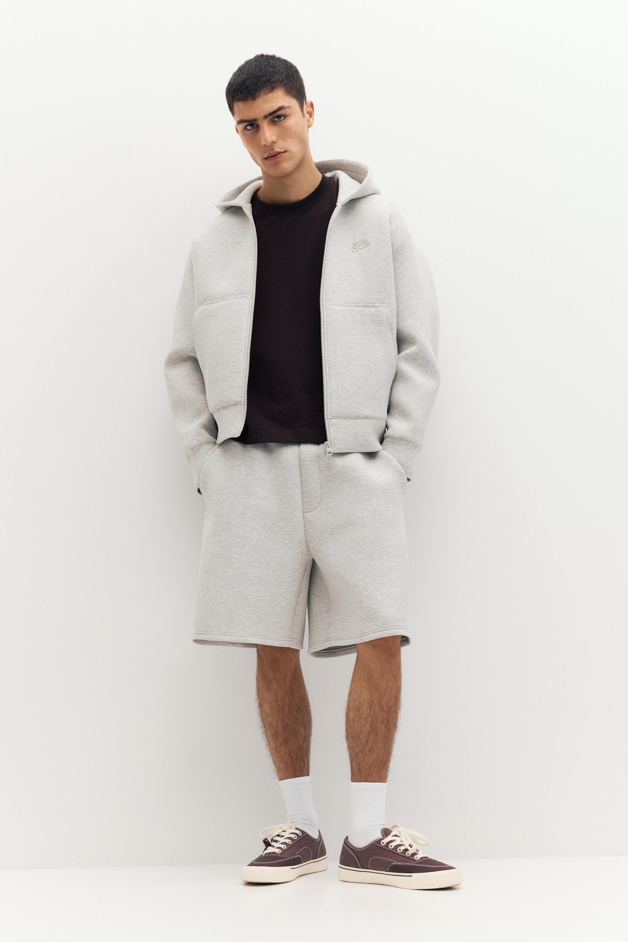 Neoprene-effect hoodie — Grey