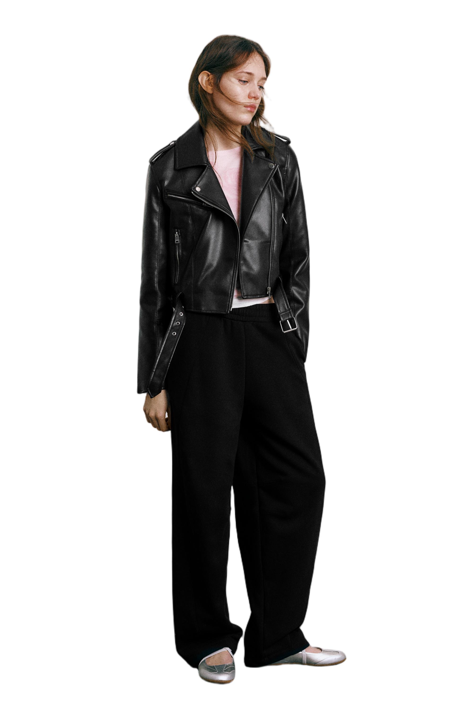 Leather effect biker jacket — Black