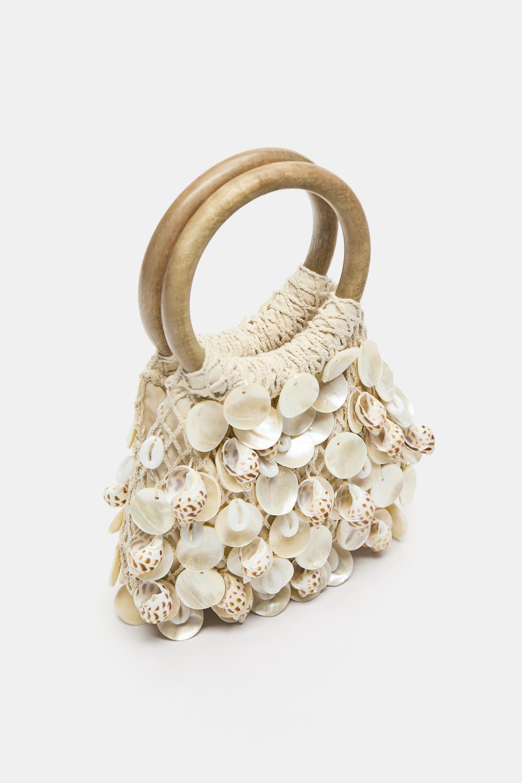 Beaded handbag — Ecru
