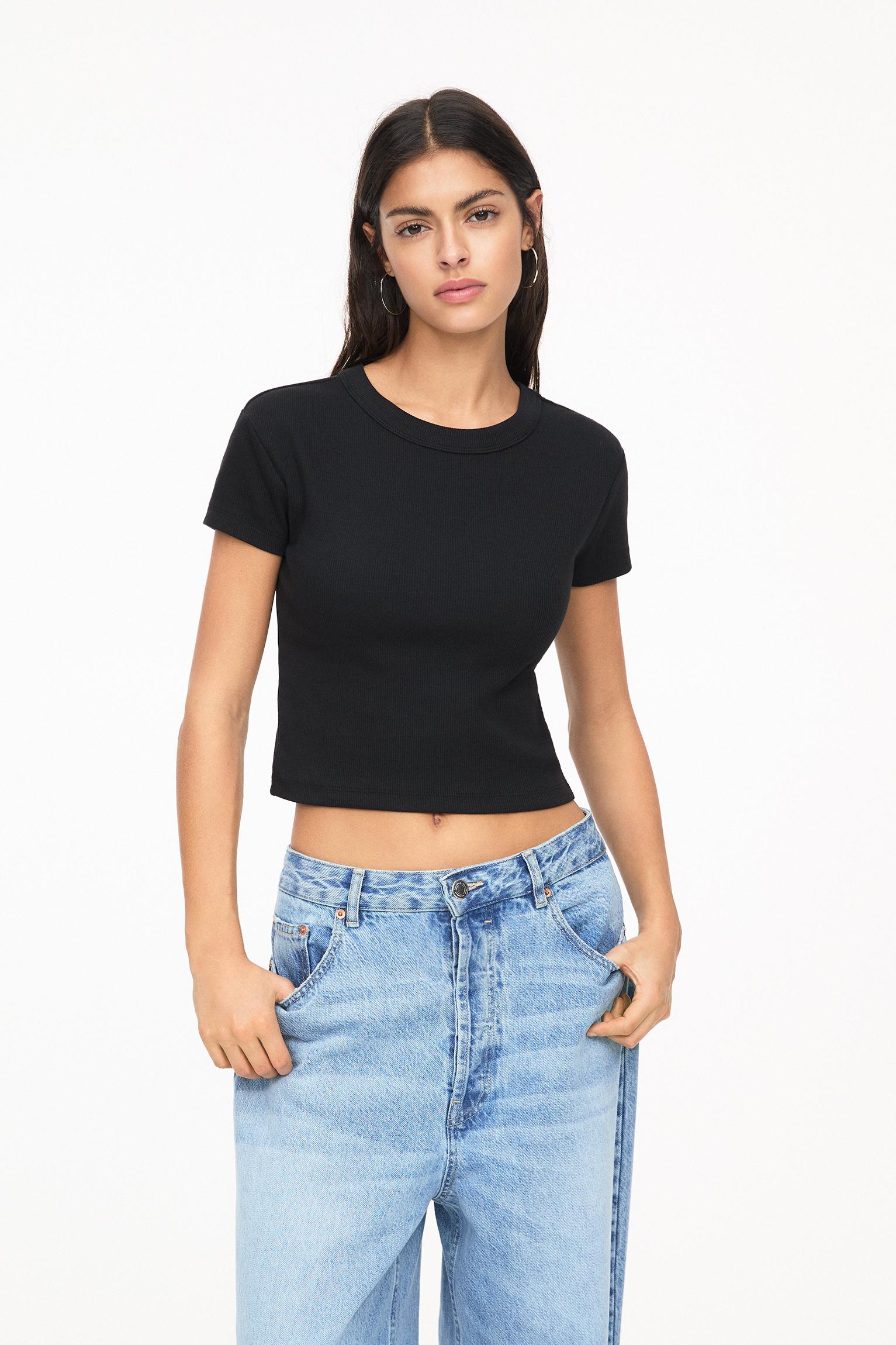 Geripptes Cropped-T-Shirt