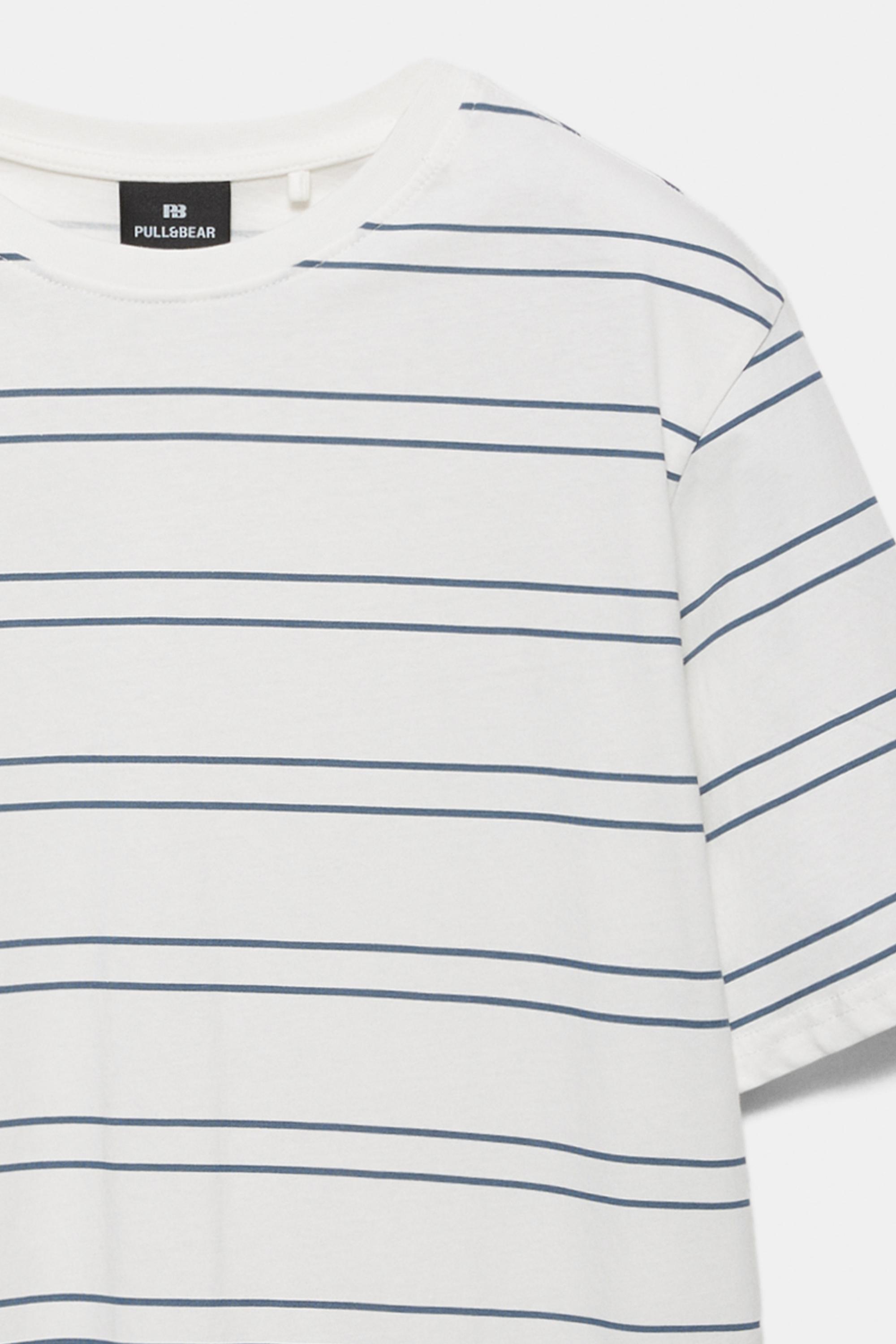 Basic short sleeve cotton T-shirt — Blue/White