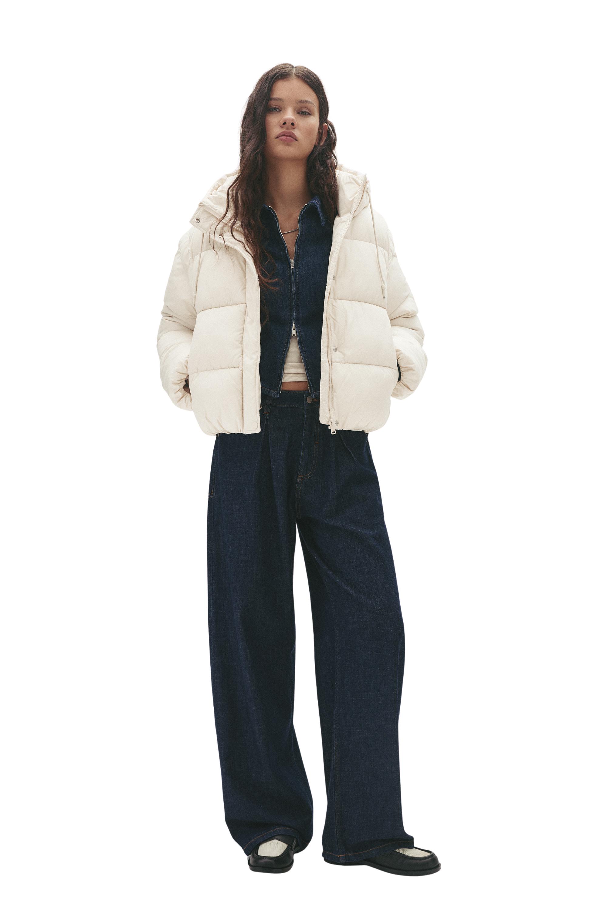 Hooded Padded Jacket — Ecru