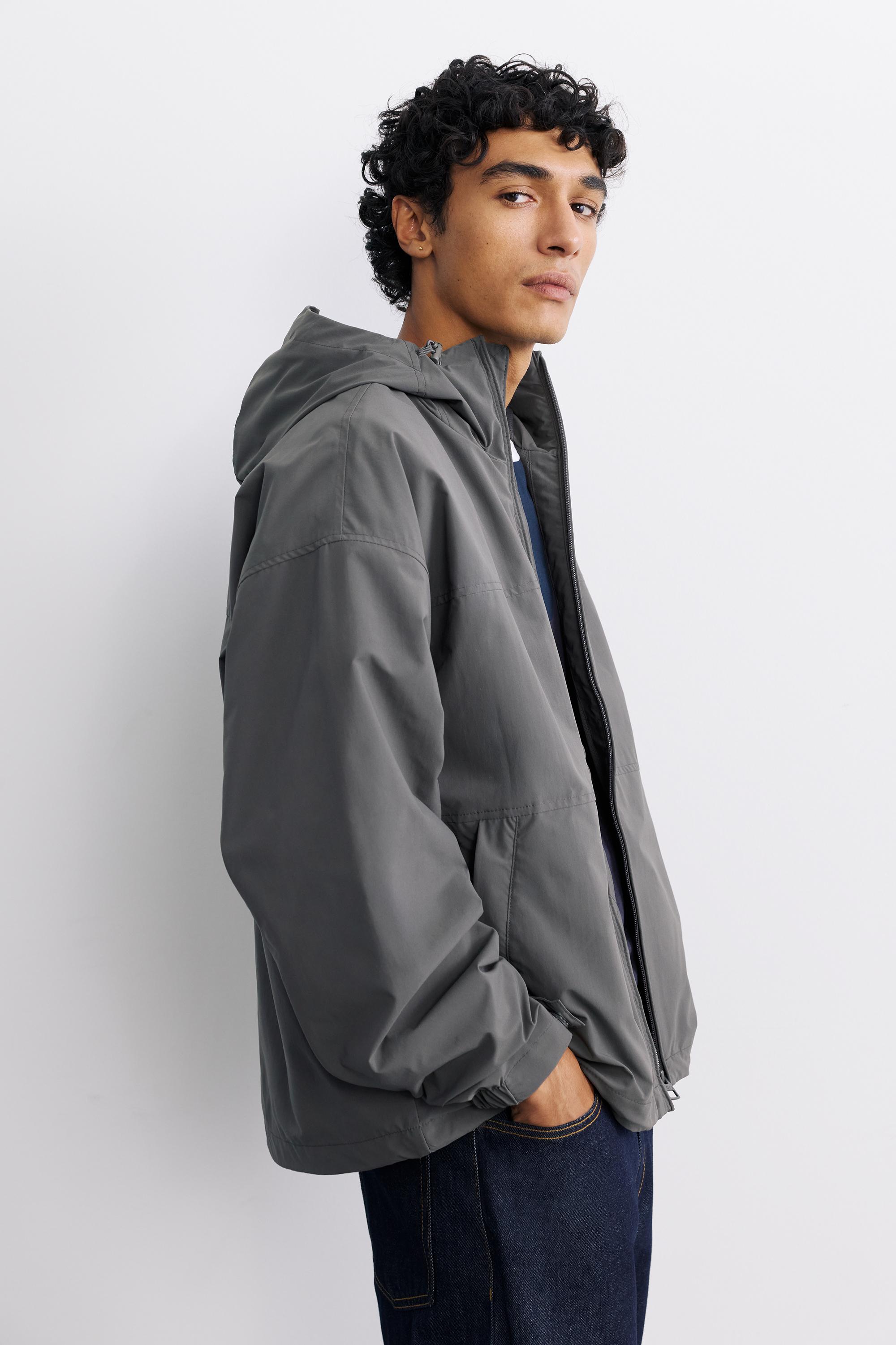 Lightweight hooded raincoat — Anthracite grey