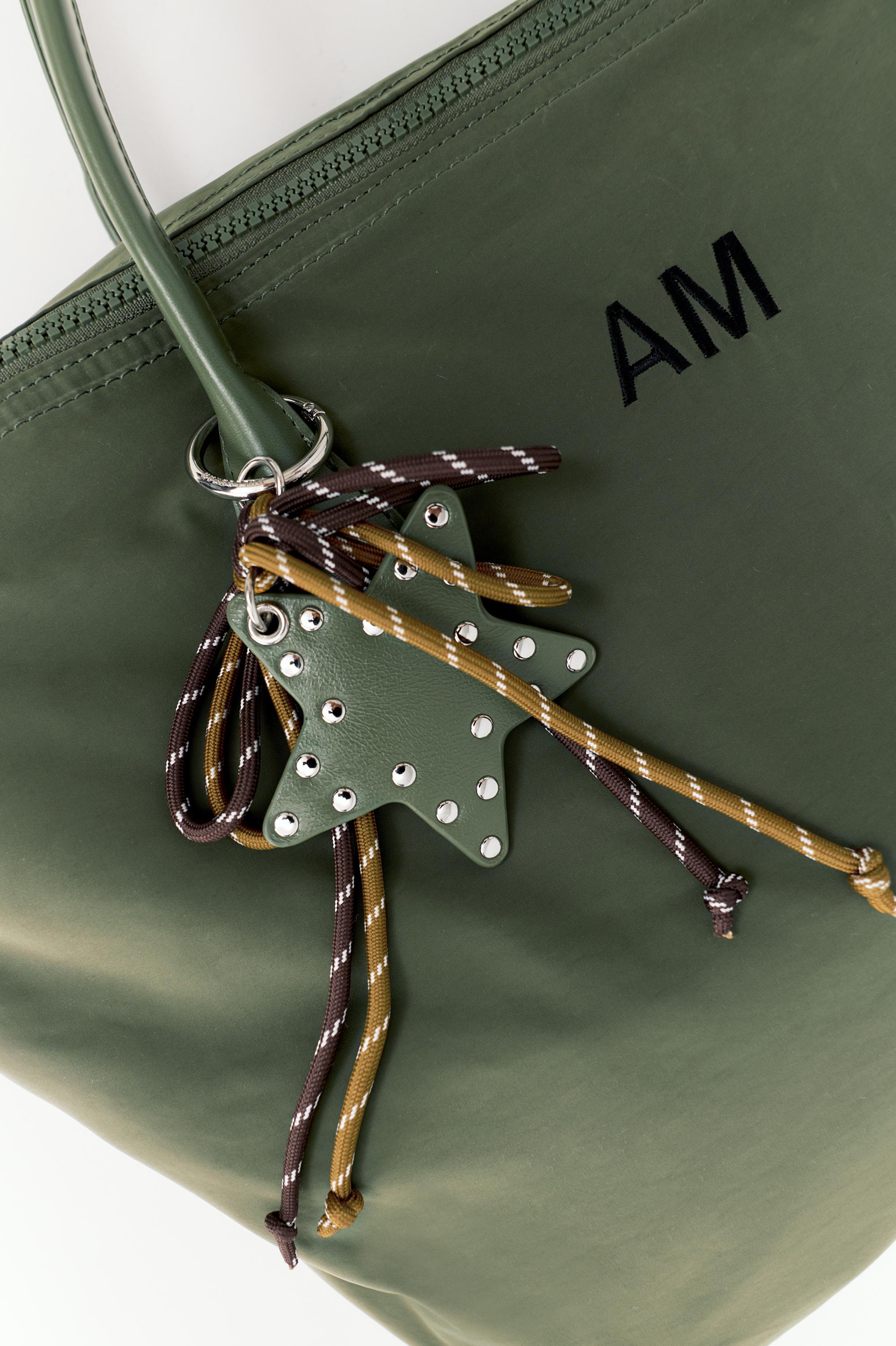 Embellished nylon tote bag — Khaki