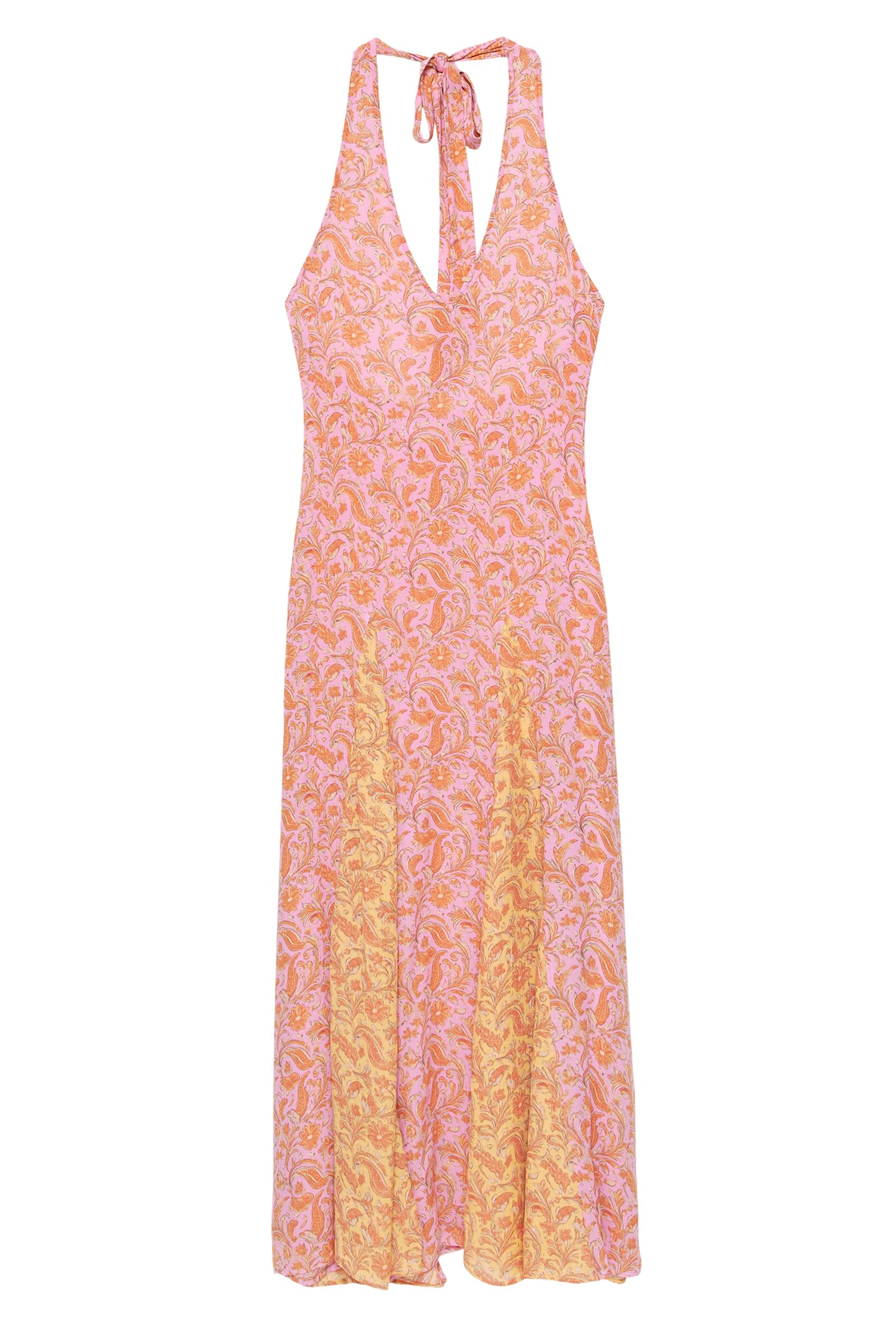 Printed halter midi dress — Pink