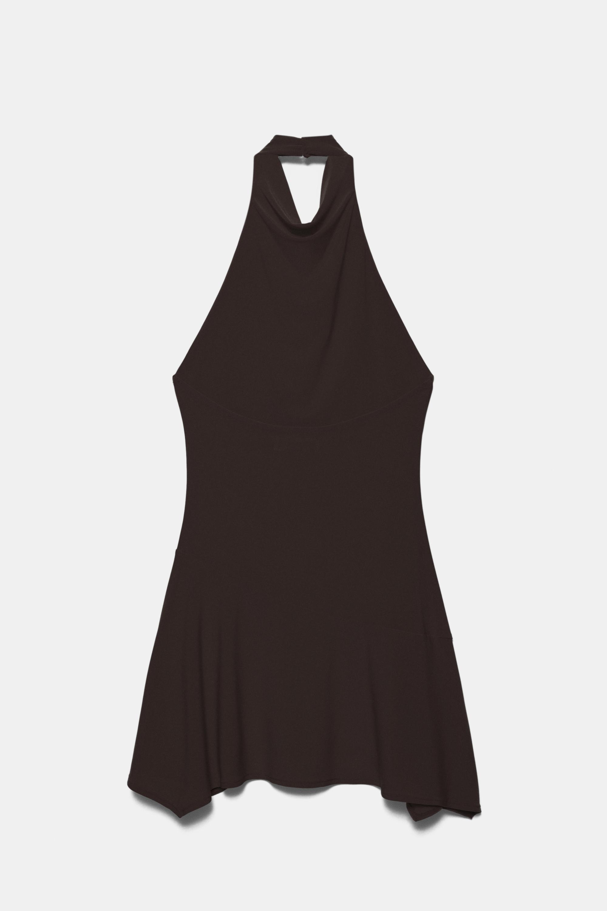 Short halter dress — Brown