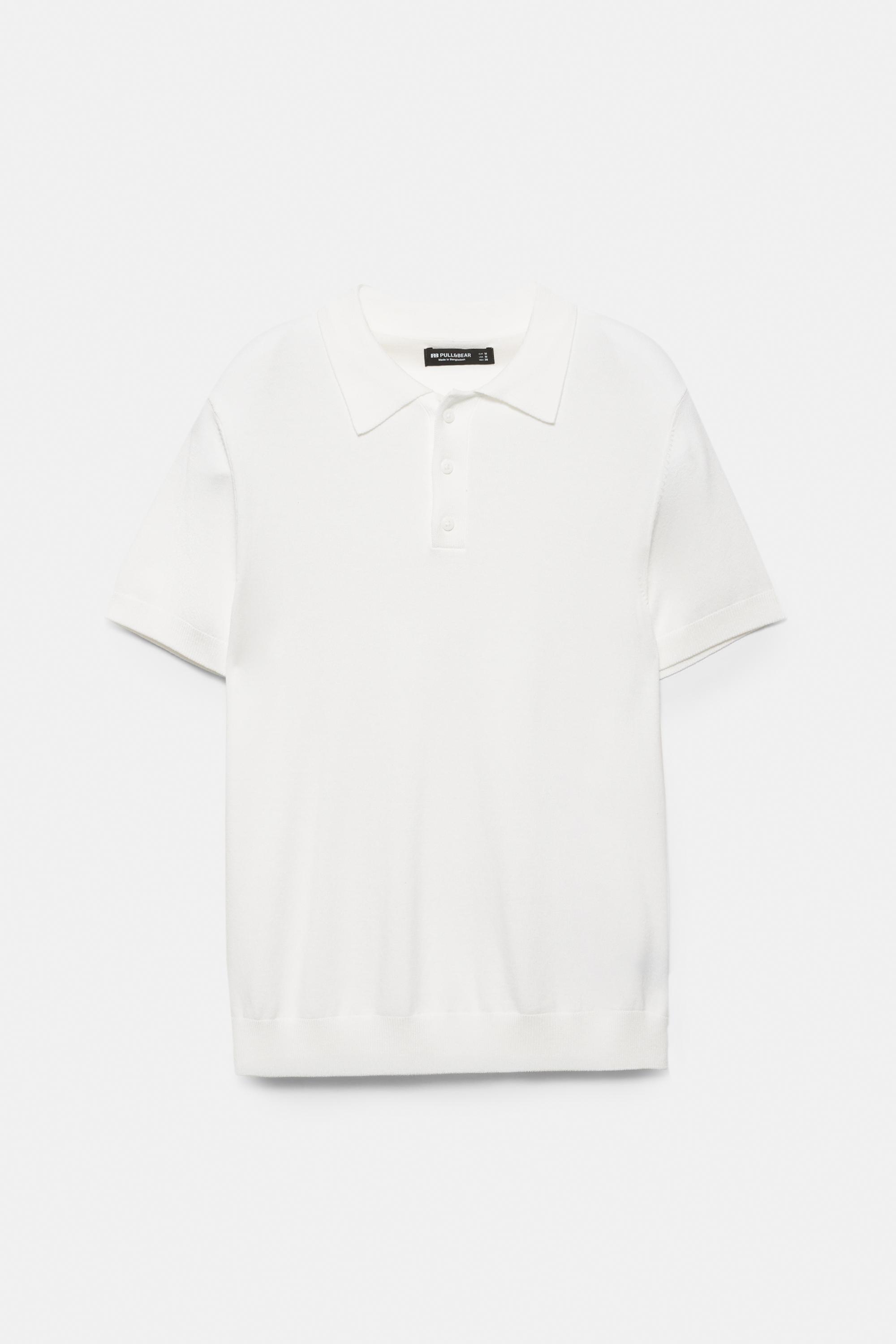 Short sleeve knit polo shirt — Off white