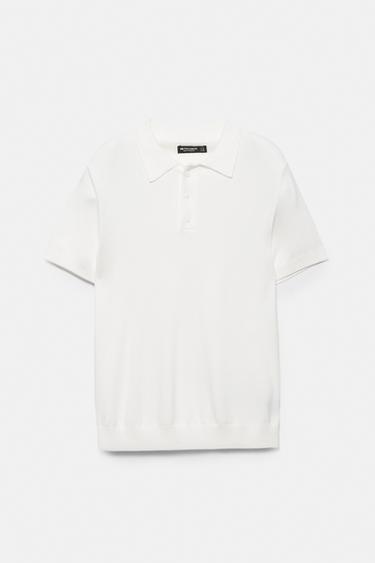 Short sleeve knit polo shirt — Off white 6
