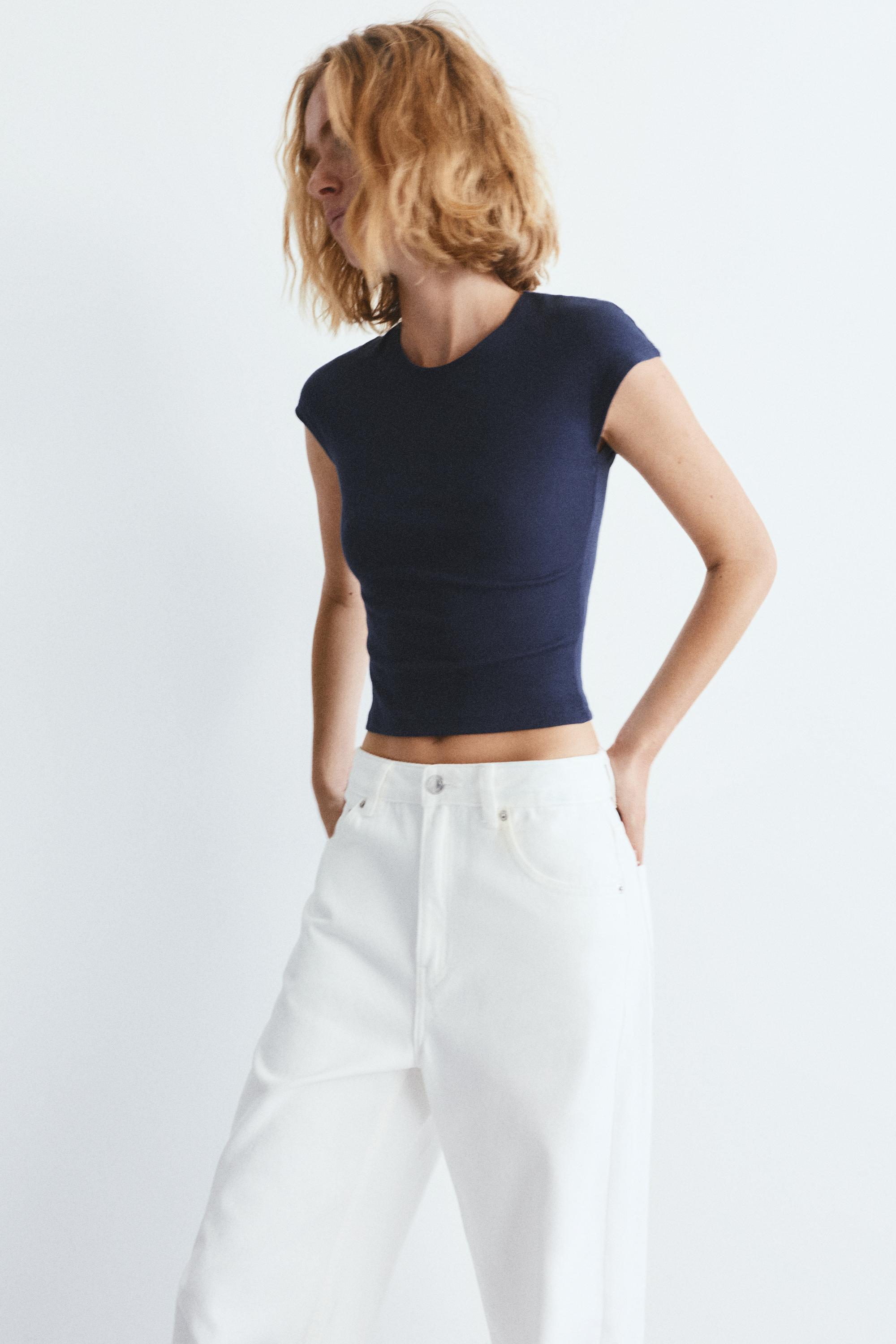 Dar Kesim Kısa Kollu Tişört - Görsel 77